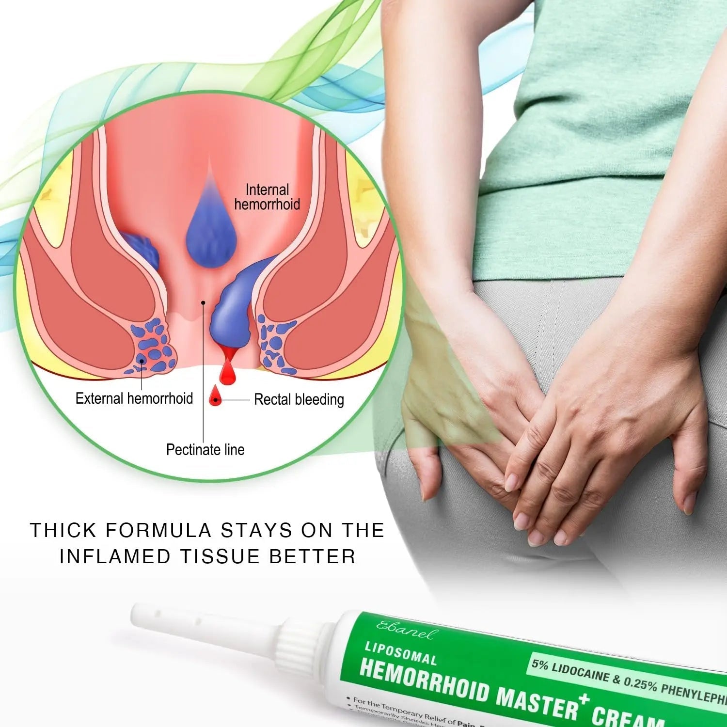 Ebanel 5% Lidocaine Hemorrhoid Treatment Cream with Witch Hazel, Phenylephrine, Horse Chestnut, Vitamin B6, Zinc Oxide, External and Internal Hemorrhoids Treatment Burn Itch Pain Relief Anal Cream Ebanel Au supplements