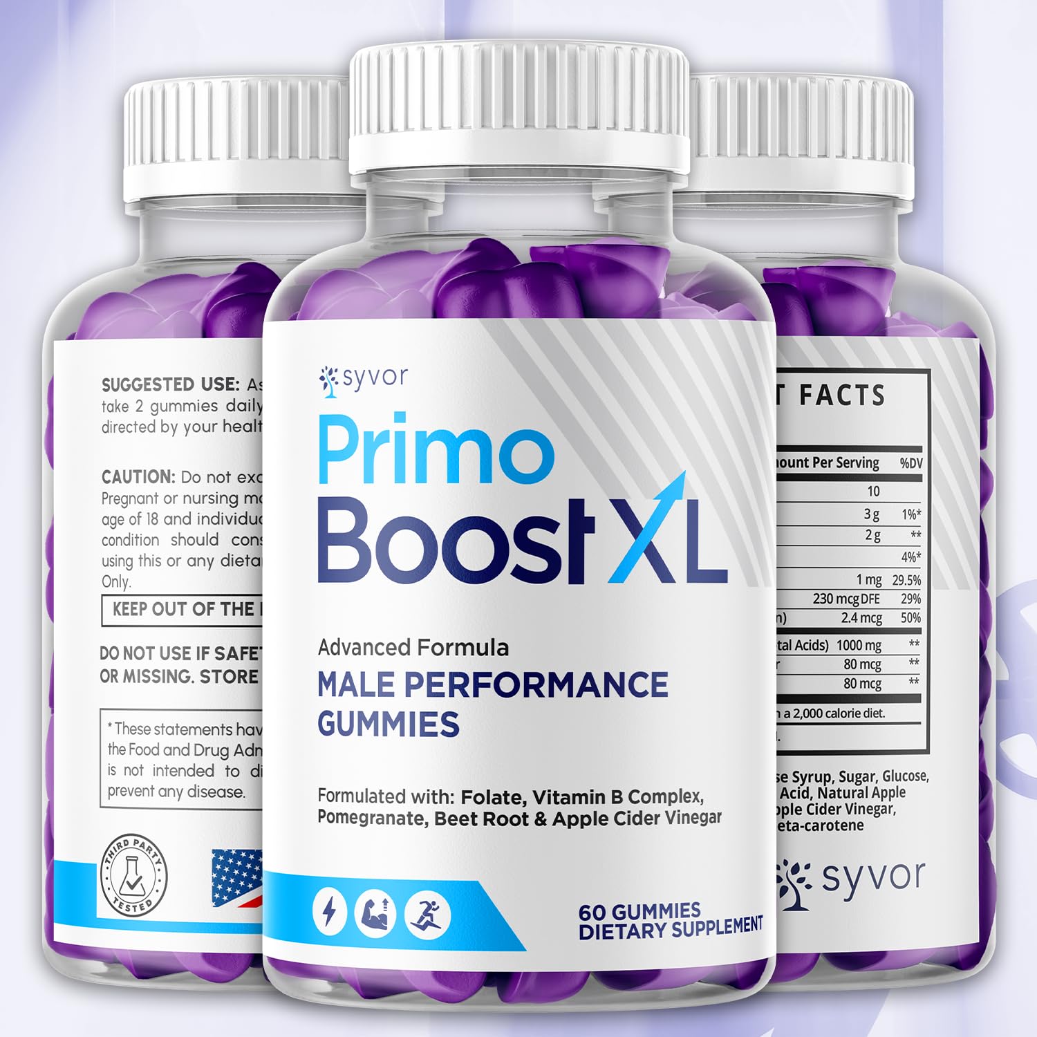 (3 Pack) Primo Boost XL Gummies, Official Primo Boost XL Gummys with All Natural Ingredients, Advanced PrimoBoost Health & Wellness Formula with Max Strength Active Lifestyle Vitamins (180 Gummies) Syvor Au supplements