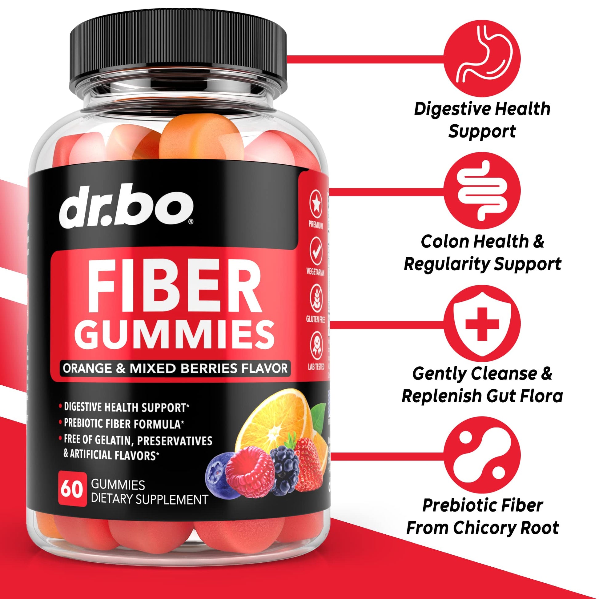 Fiber Gummies for Adults & Kids - Tasty Gummy Prebiotic Fiber Supplement for Max Digest DR. BO Au supplements