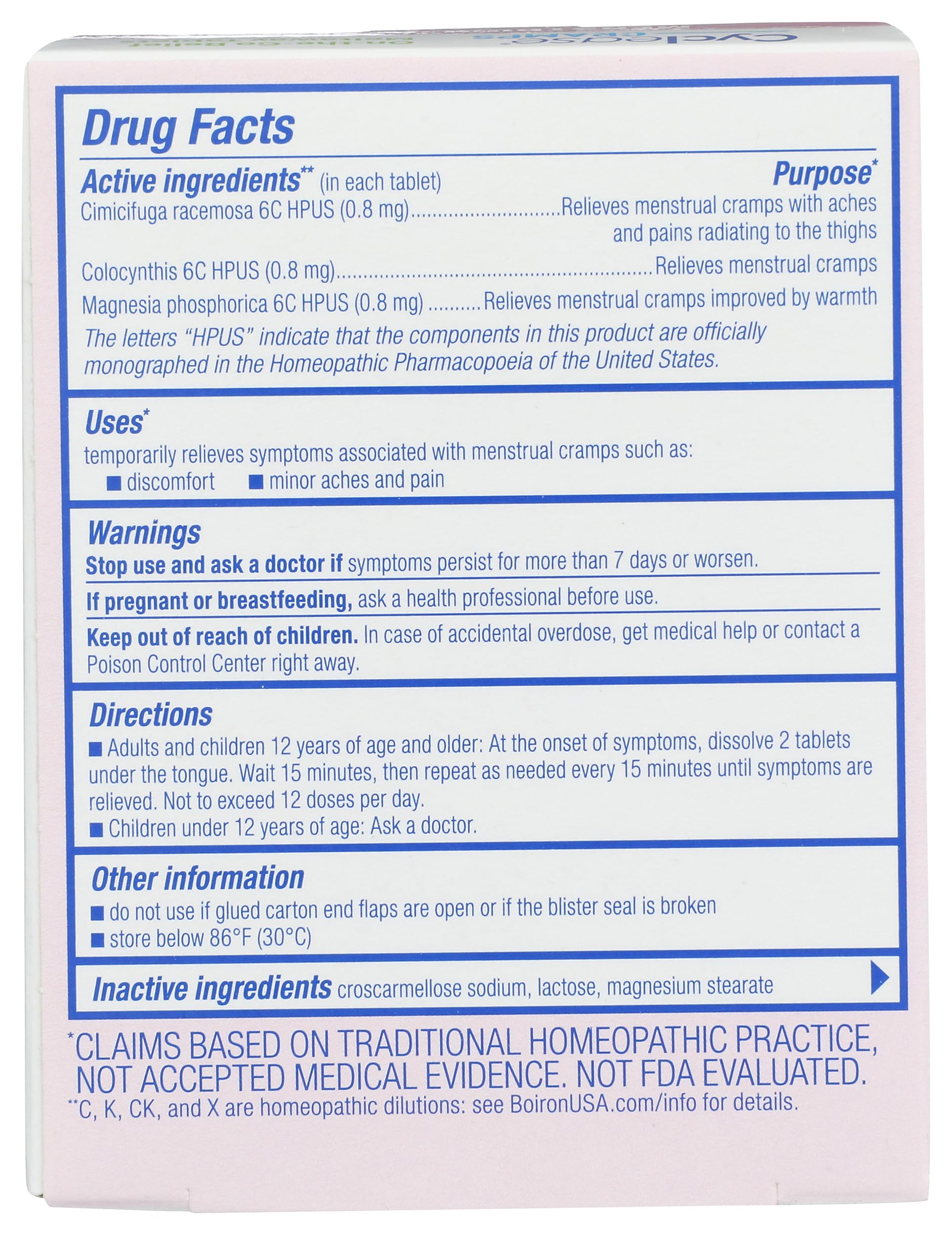 BOIRON Cyclease Cramp Tablets, 60 CT Boiron Au supplements