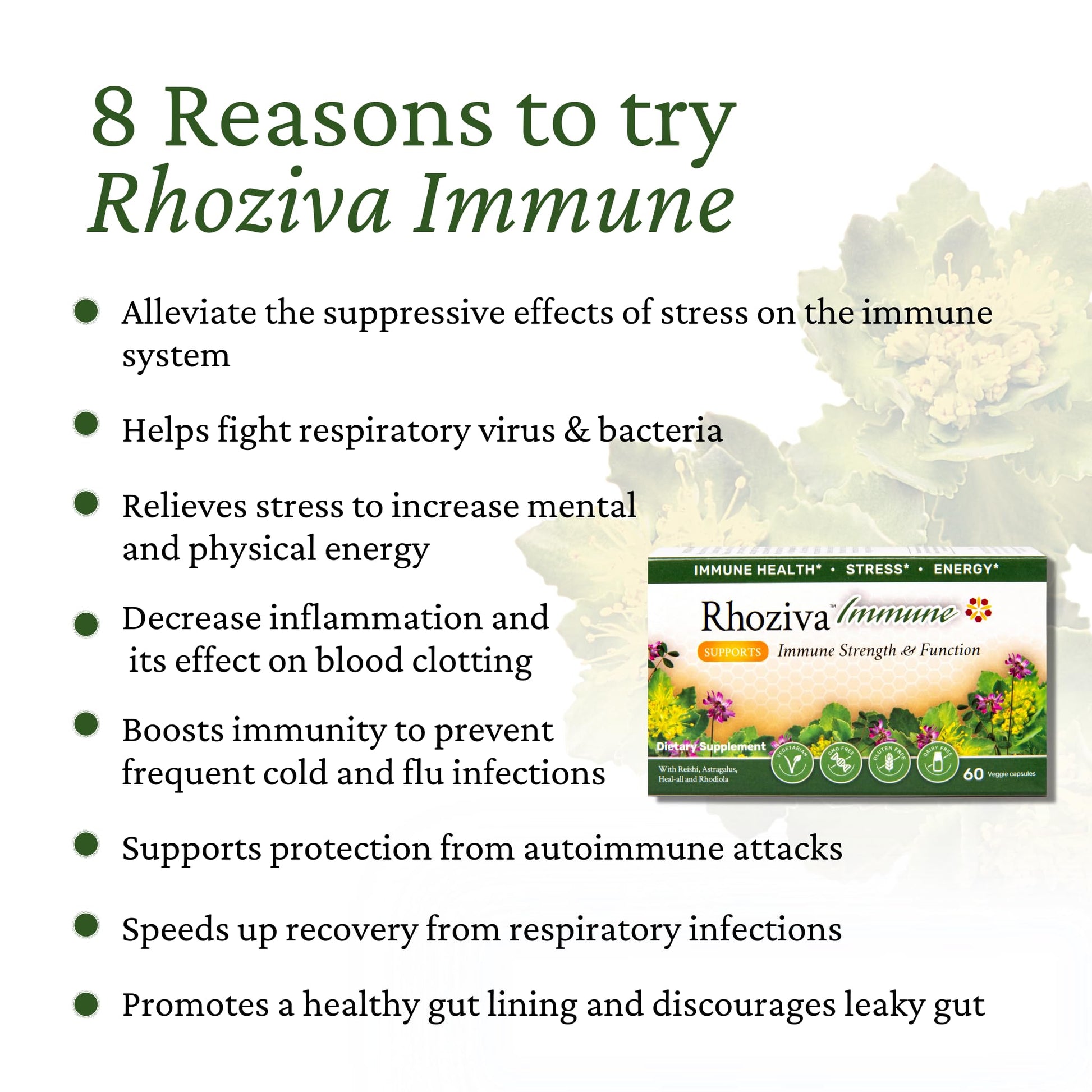 Immune Support, Energy Booster with Vitamin C, D3 and Zinc Supplement, Rhodiola Rosea, Reishi Mushroom Extract, Astragalus, Overall Wellness and Daily Habit - 60 Capsules Rhoziva Au supplements