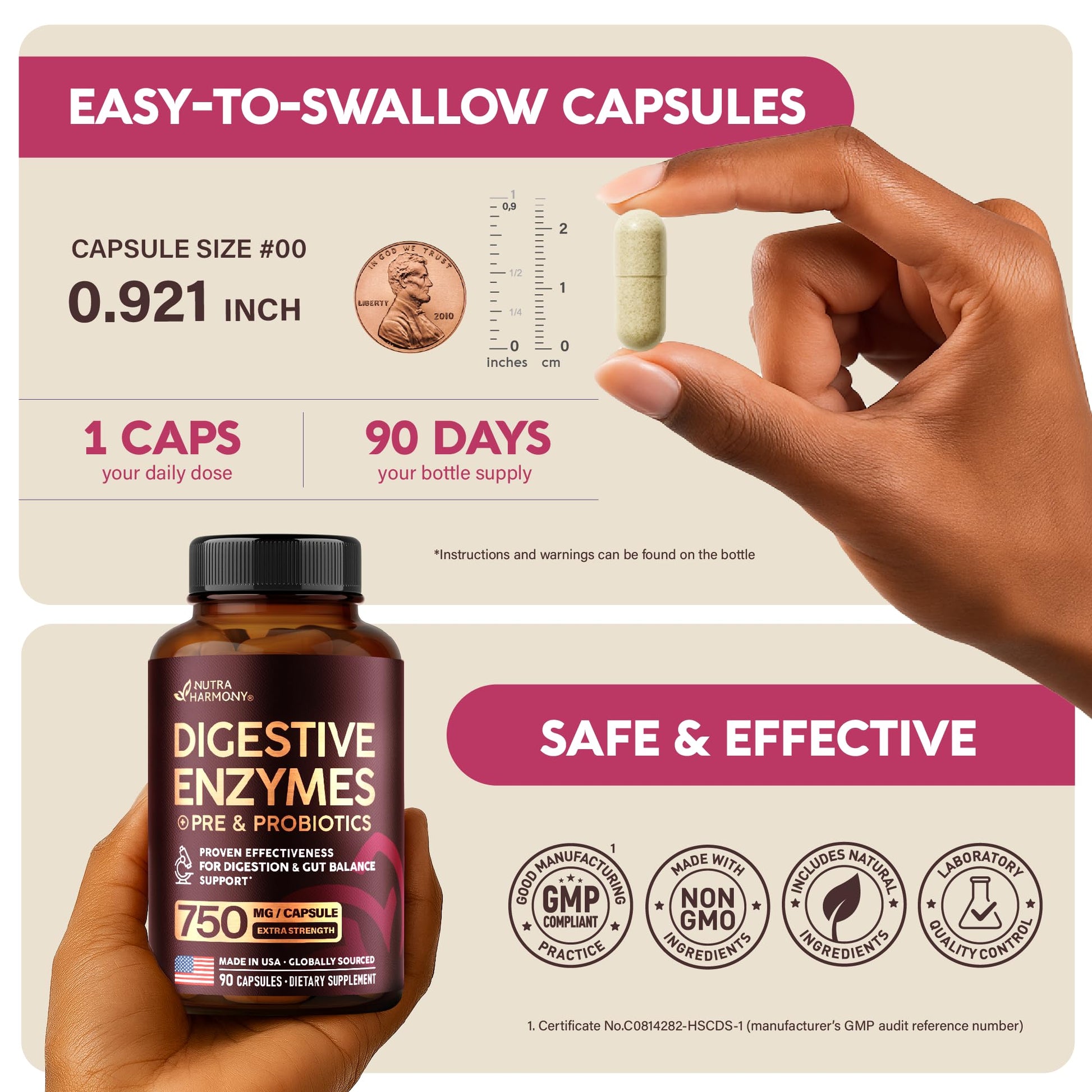 Digestive Enzymes for Women - Multi Digestive Enzymes | Papaya | Bromelain | Probiotic & Prebiotics - Gut & Digestion Support, Bloating Relief - Vegan, Lab Tested - Made in USA - 90 Capsules, One/Day NUTRAHARMONY Au supplements