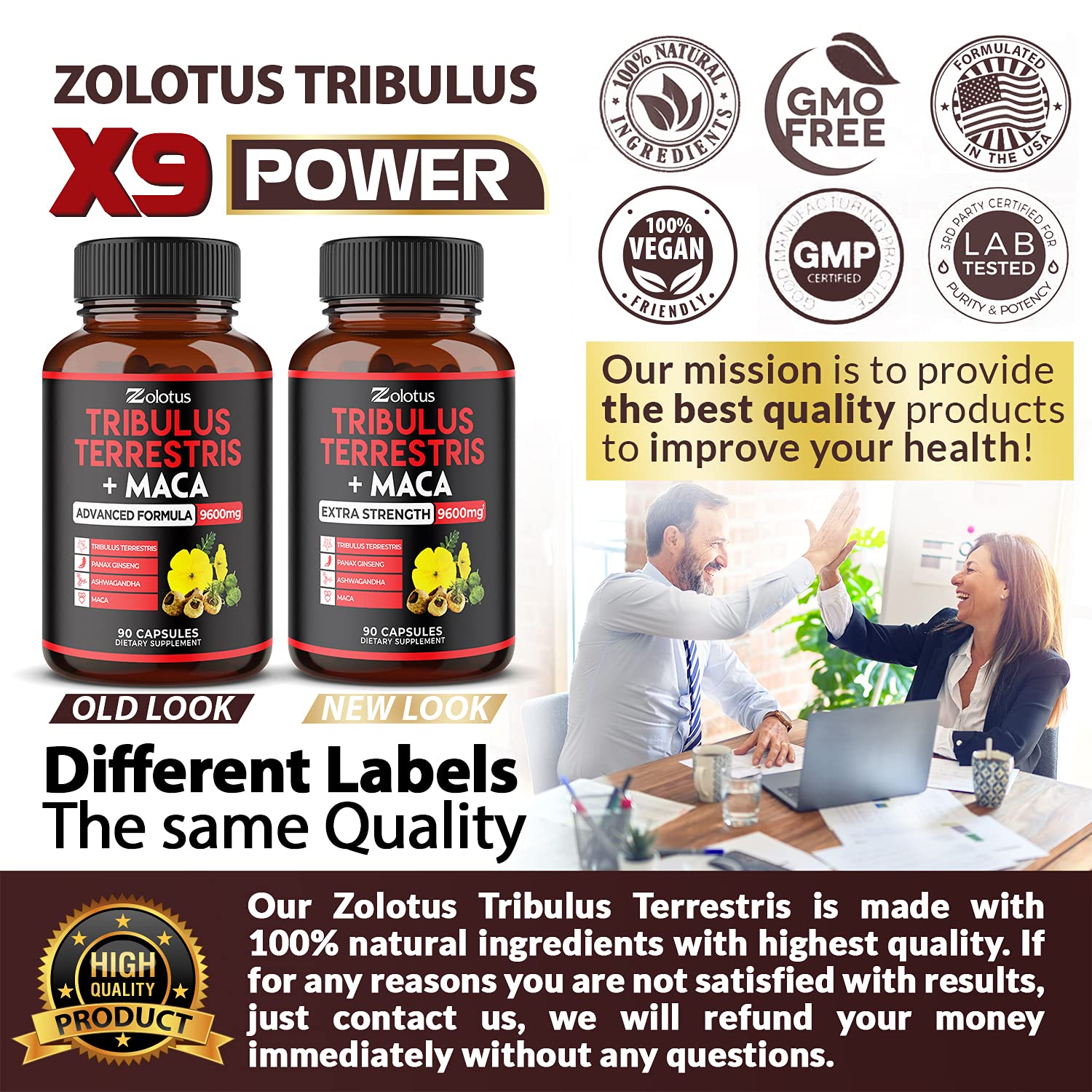 Zolotus Premium Tribulus Terrestris Capsules - 9600mg Per Serving - Combined Zolotus Au supplements