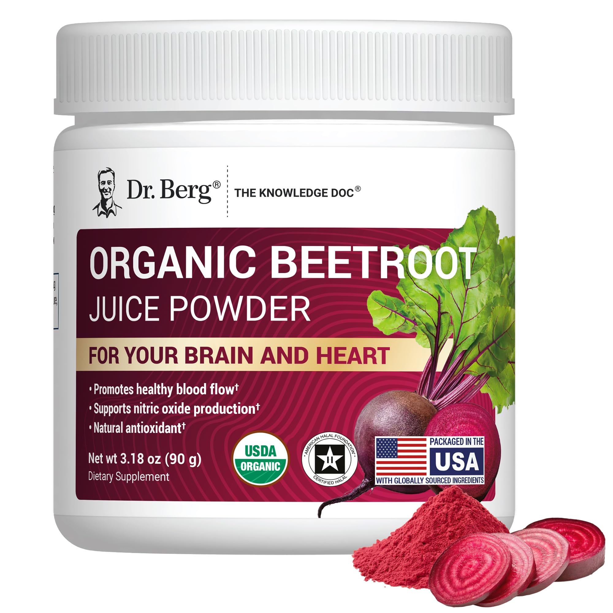 Dr. Berg Raw Organic Beet Powder from Real Earth-Grown Beets – USDA Certified Organic Beet Root Powder to Support Nitric Oxide Levels, Energy, Blood Flow, & Heart Health* – 30 Servings Dr. Berg Nutritionals Au supplements