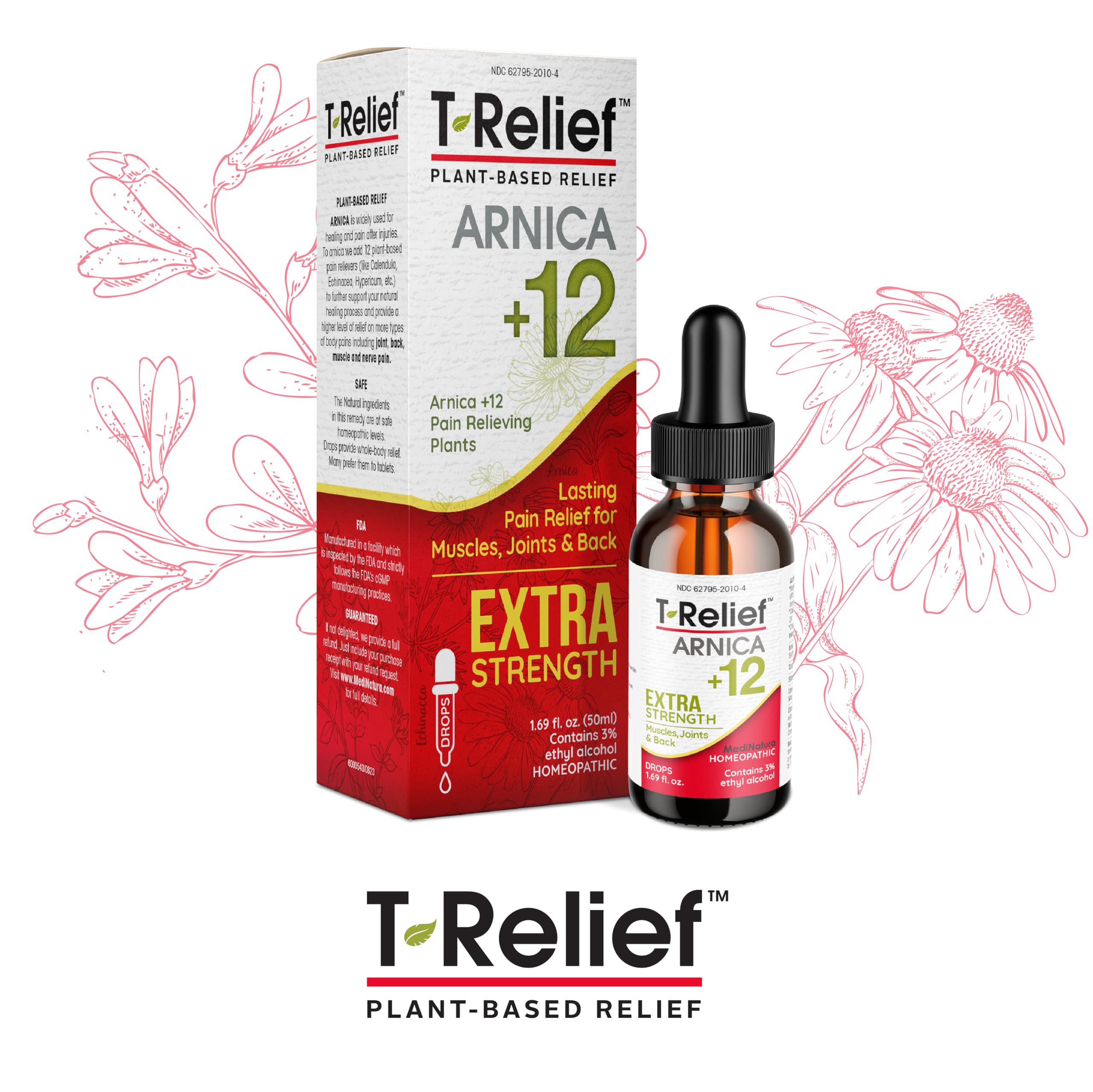 MediNatura T-Relief Extra Strength Oral Drops Arnica +12 Fast-Acting Natural Relieving Actives for Back Neck Joint Muscle Hand & Foot Aches Pains & Soreness - 1.69 oz MediNatura Au supplements