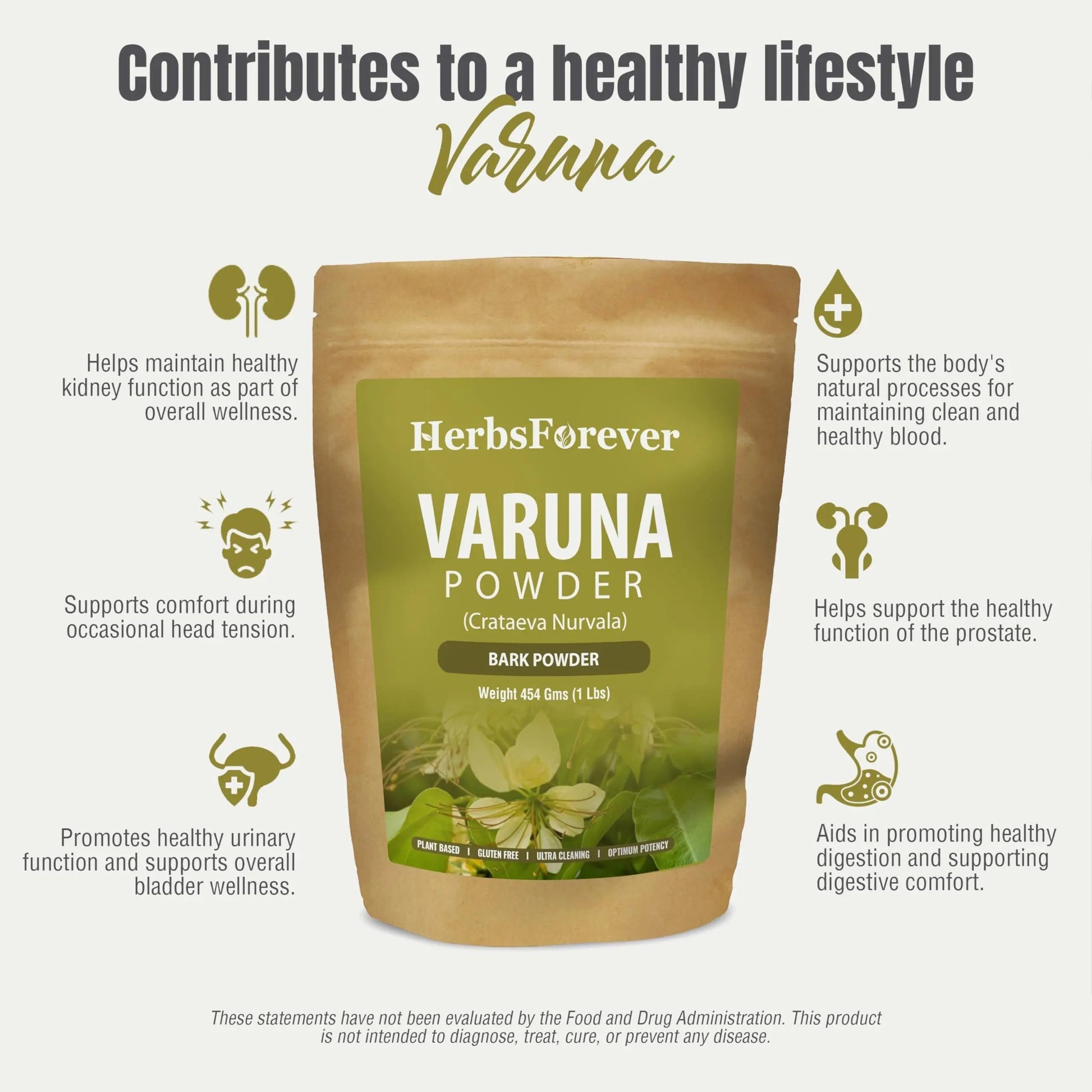 HerbsForever Varuna Powder – Crataeva Nurvala – Prostate Health – Support Prostatic, Kidneys, Gall Bladder and Urinary Tract Health – Non GMO, Organic, Vegan – 454 GMS Herbsforever Au supplements
