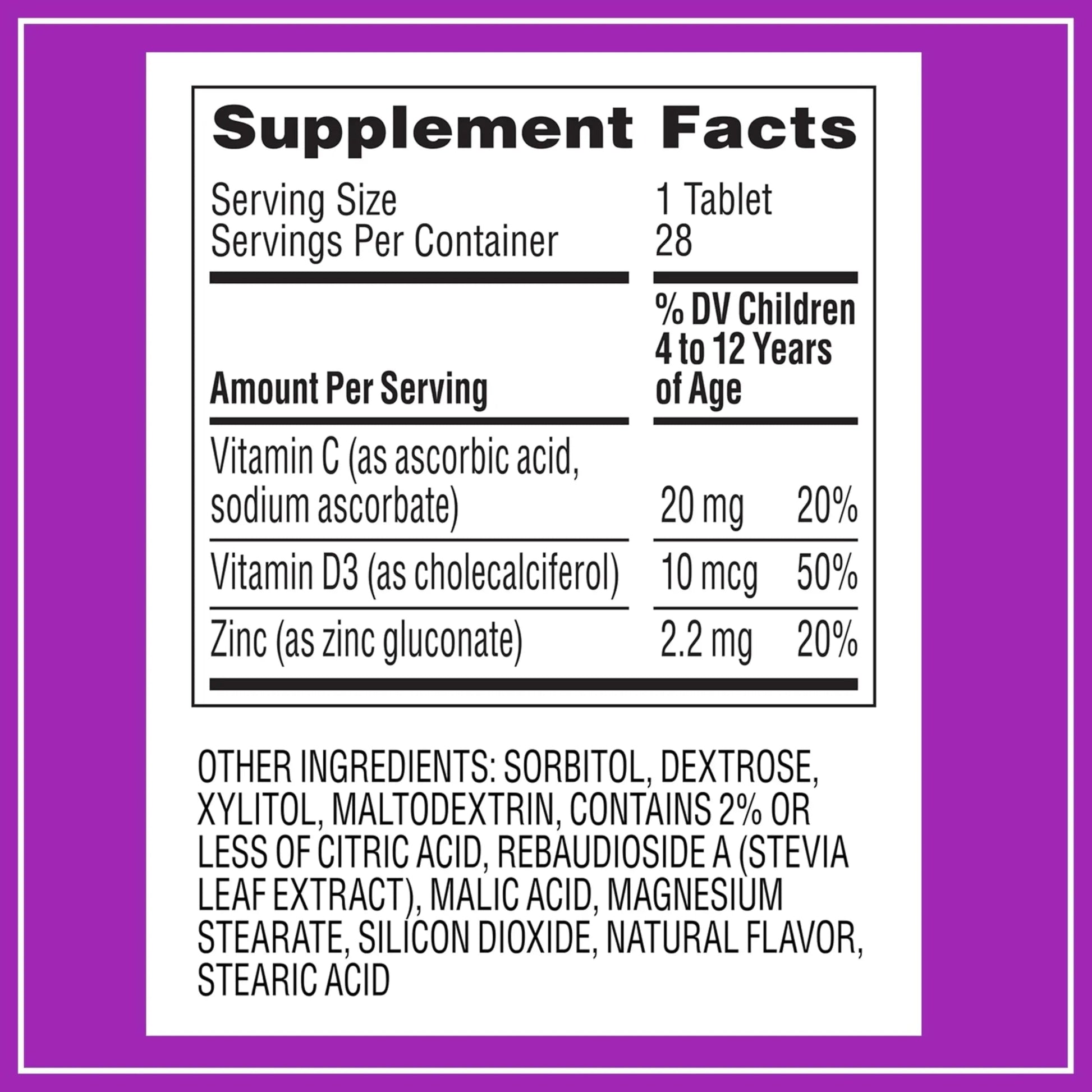 Zarbee's Kids Immune Support, Vitamin C, D & Zinc Daily Immunity Vitamins for Children 4+ Years, Natural Tropical Fruit Flavor, 28 Chewable Tablets Zarbee's Au supplements