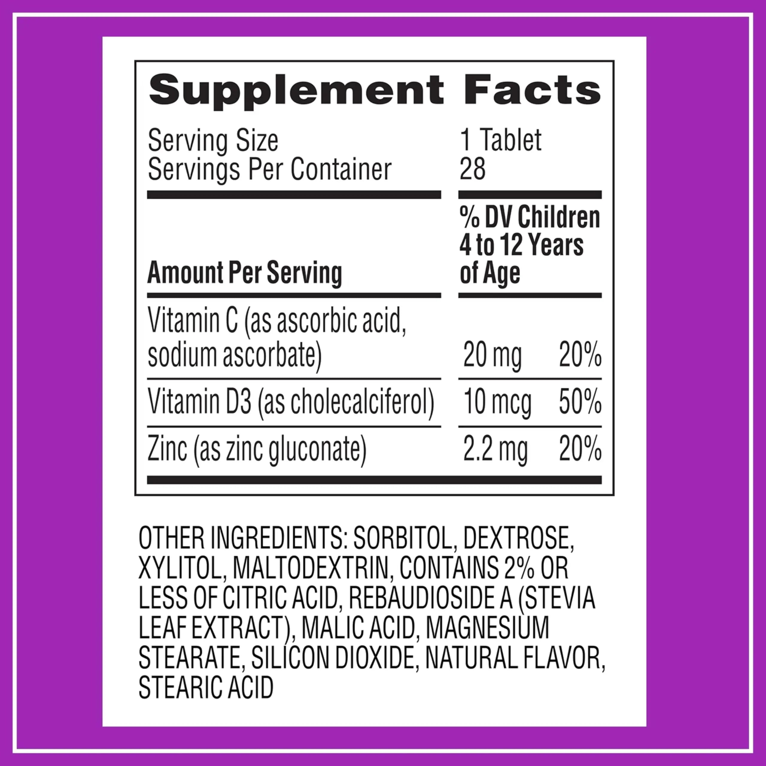 Zarbee's Kids Immune Support, Vitamin C, D & Zinc Daily Immunity Vitamins for Children 4+ Years, Natural Tropical Fruit Flavor, 28 Chewable Tablets Zarbee's Au supplements