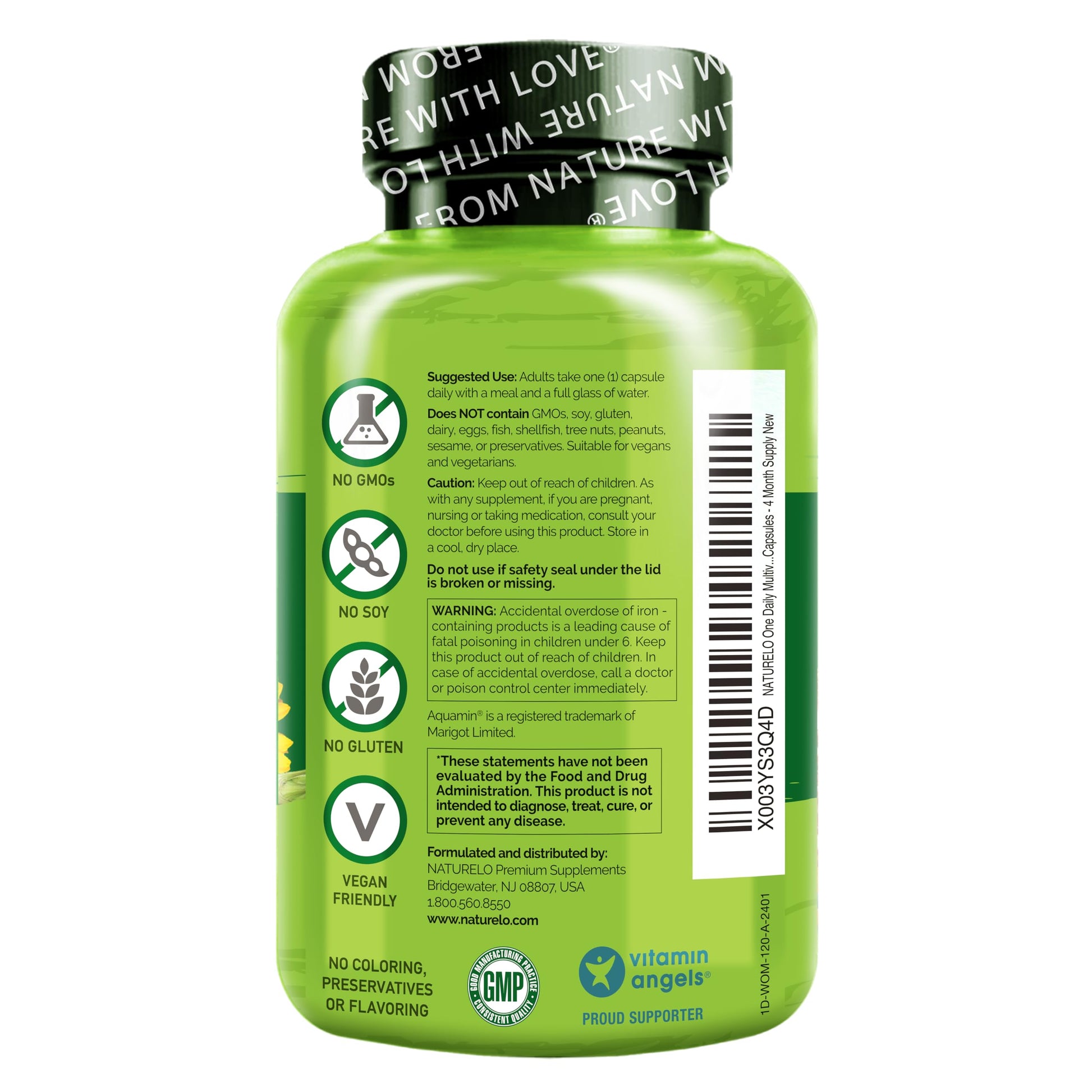 NATURELO One Daily Multivitamin for Women w/Vitamin B12, 120 Ct, Energy Support, Whole Food Daily Women Multivitamin Supplement NATURELO Au supplements