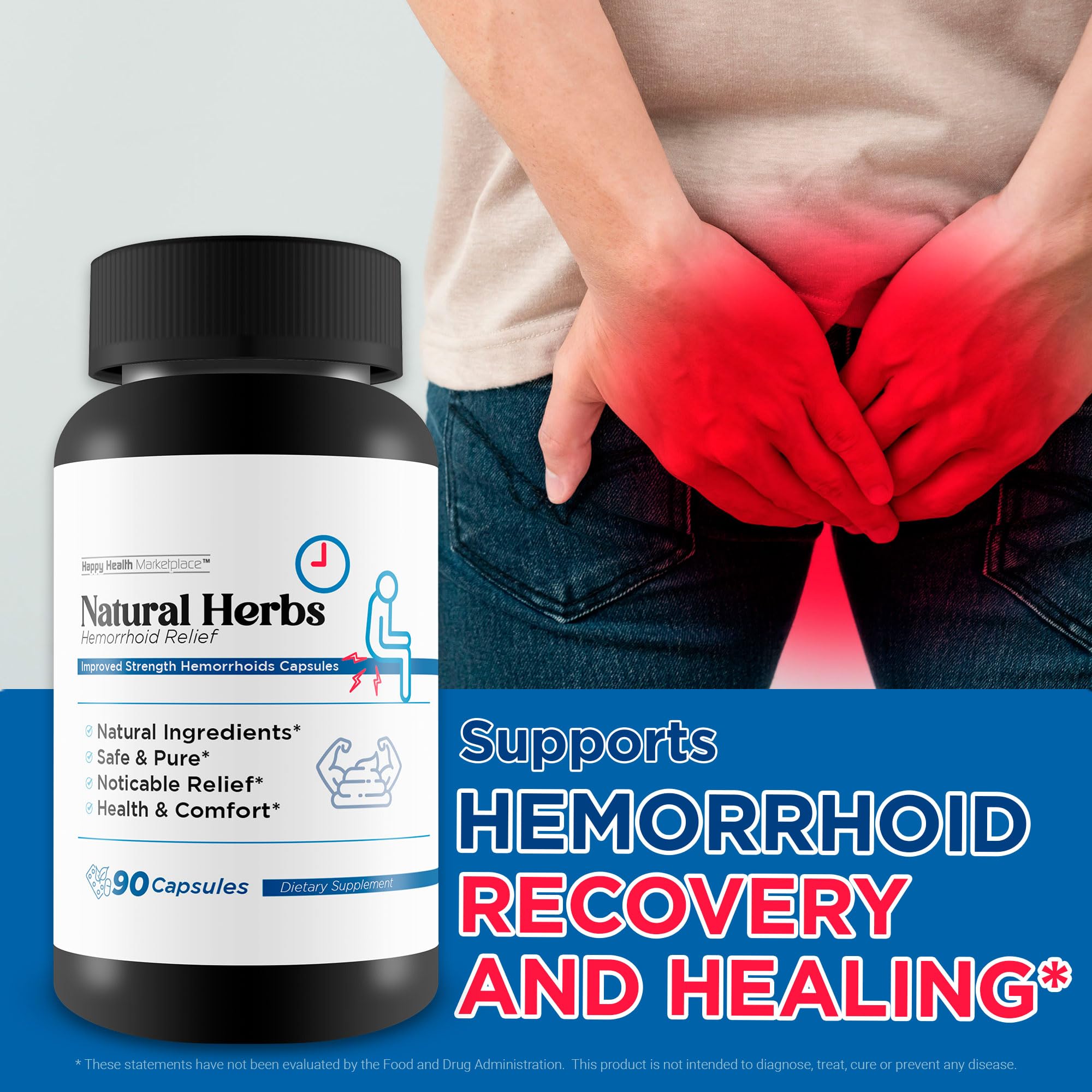 Natural Herbs Hemorrhoids Capsules - Our Best Hemorrhoid Relief Supplement - Premium Natural Herbs Strength Hemorrhoids Capsules - Hemorrhoids Natural Herbs Hemorrhoid Treatment Hemorrhoids Treatment Happy Health Marketplace Au supplements