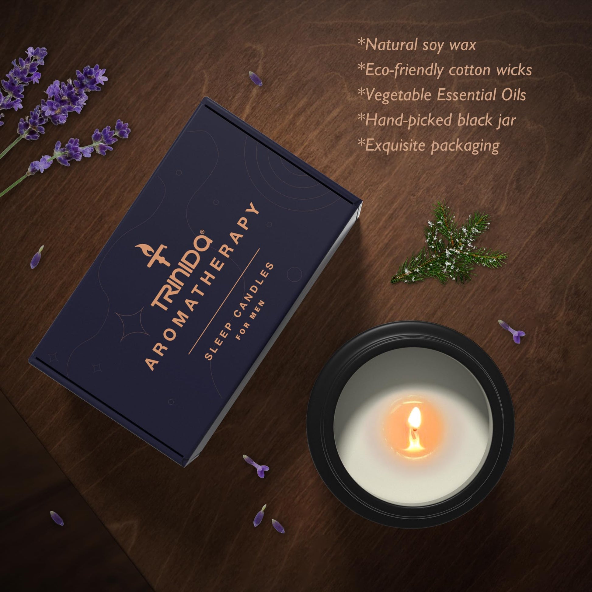 TRINIDa Large Sleep Scented Candles, Black Jar Natural Soy Candles for Home Scented, Candle Gift TRINIDa Au supplements