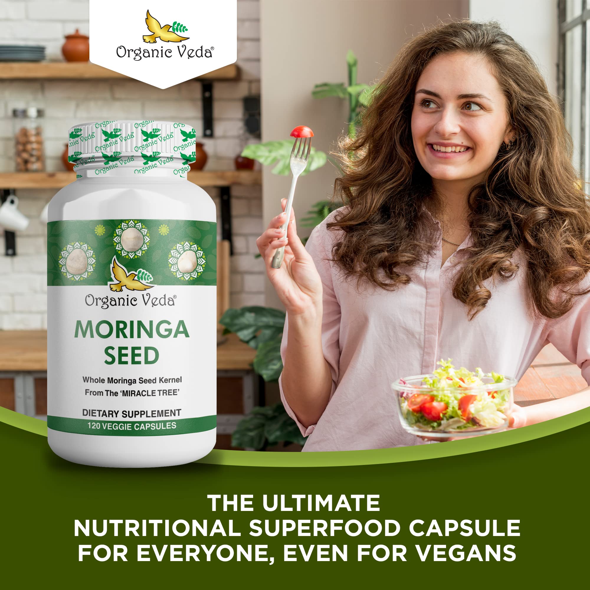 Organic Veda Moringa Seed Capsules - Pure Organic Moringa Capsules Seed Powder Organic Veda Au supplements