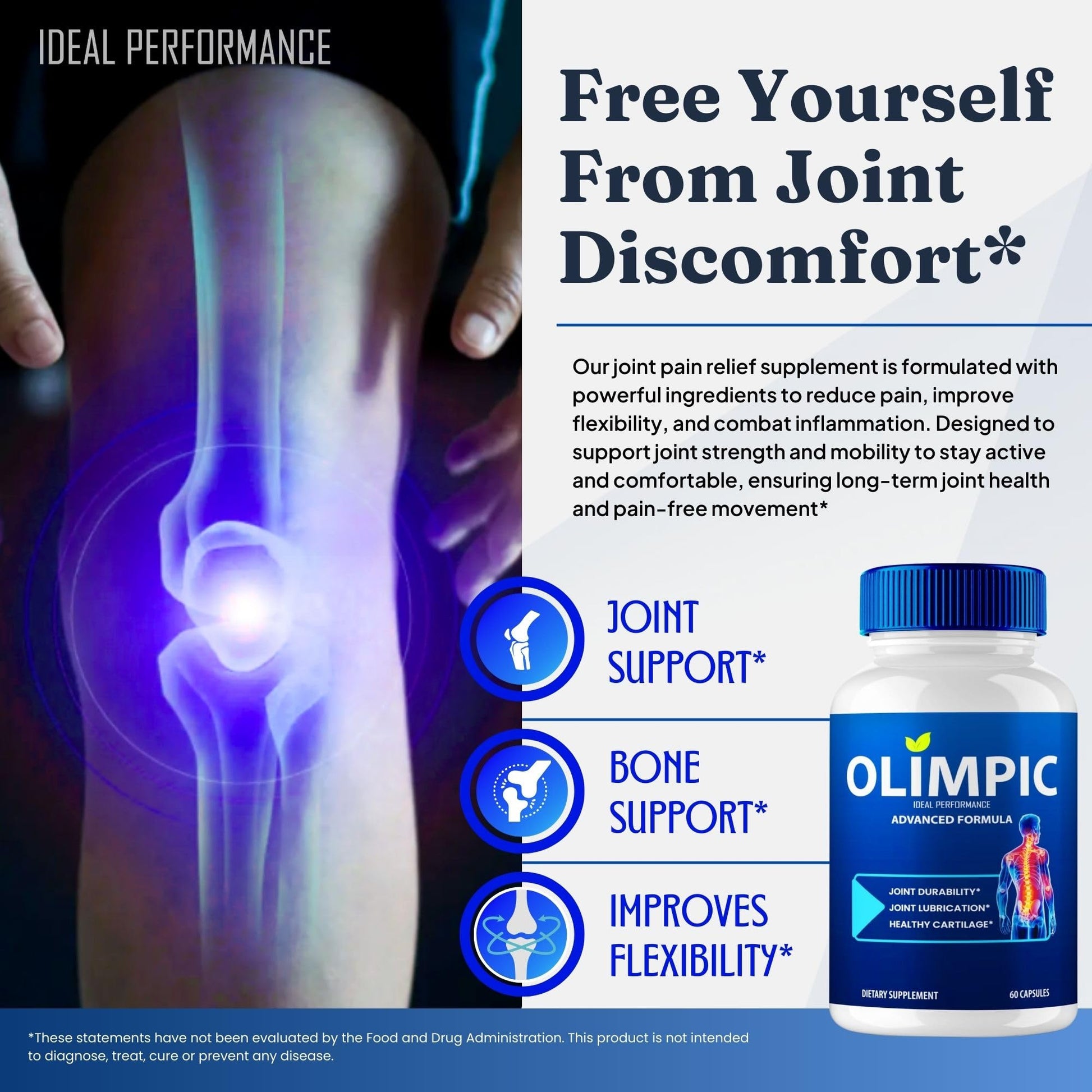 Olimpic Capsules, Advanced Joint Support Supplement Pills for Mobility and Comfort - Maximum Strength, Official Olim Pic Joint Support All Natural Formula, Premium Olim-Pic Reviews (60 Capsules) IDEAL PERFORMANCE Au supplements