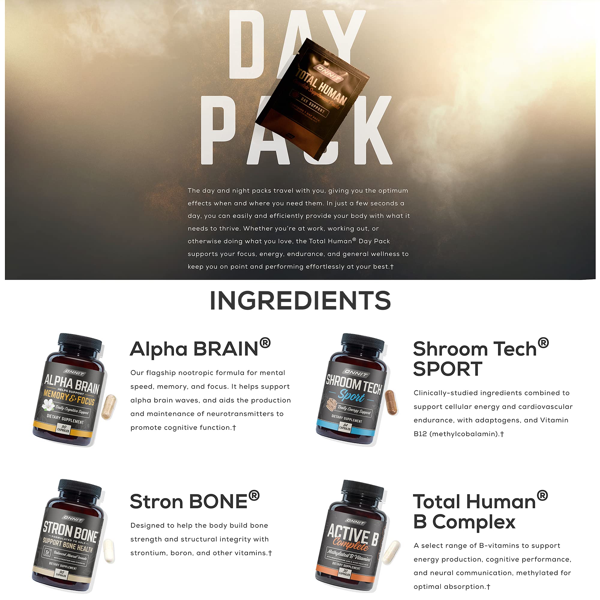 ONNIT Total Human Day and Night Vitamin Packs for Men and Women,Capsule, 30-Day ONNIT Au supplements