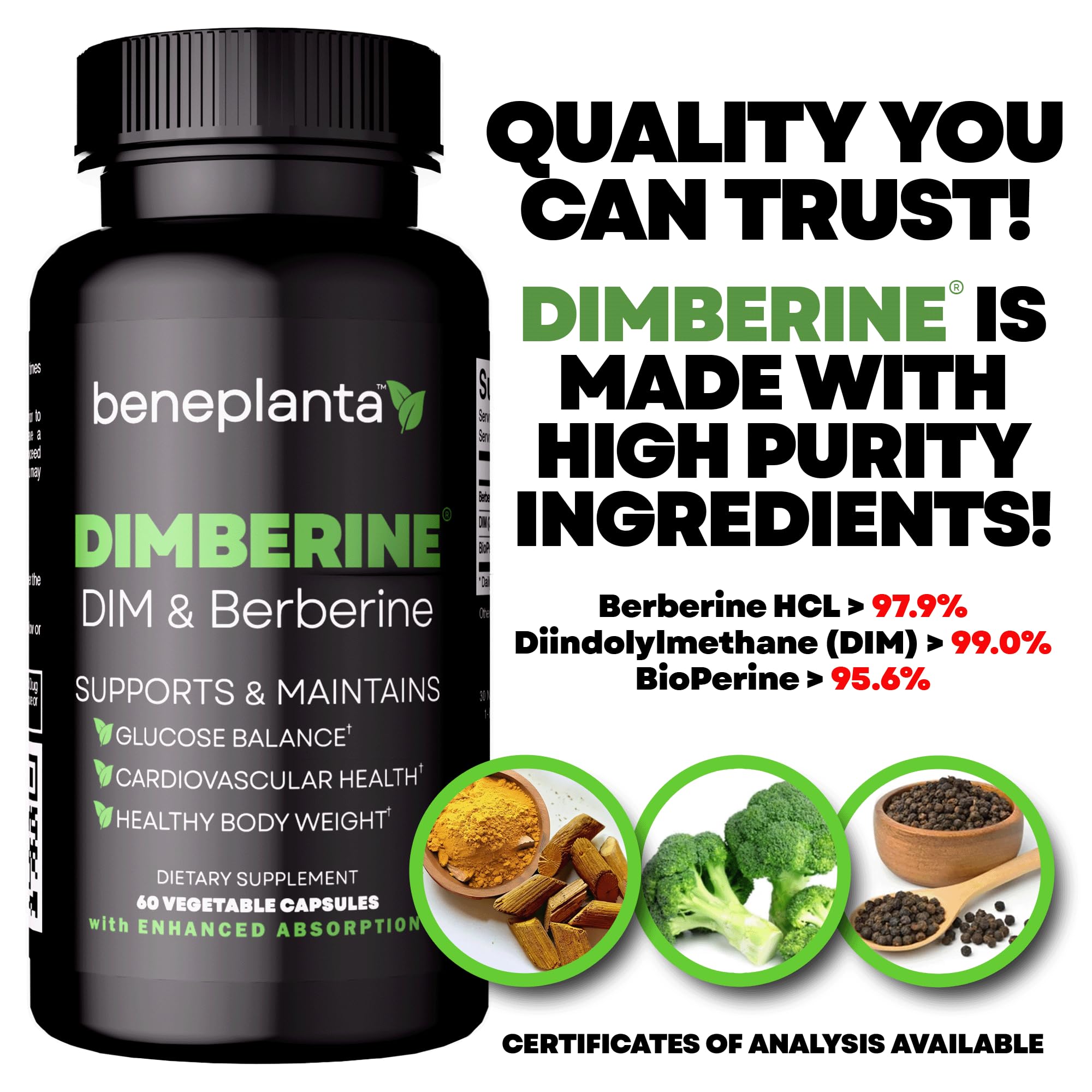 Dimberine - DIM & Berberine, High Purity Enhanced Absorption Formula - 60 Capsules Dimberine Au supplements