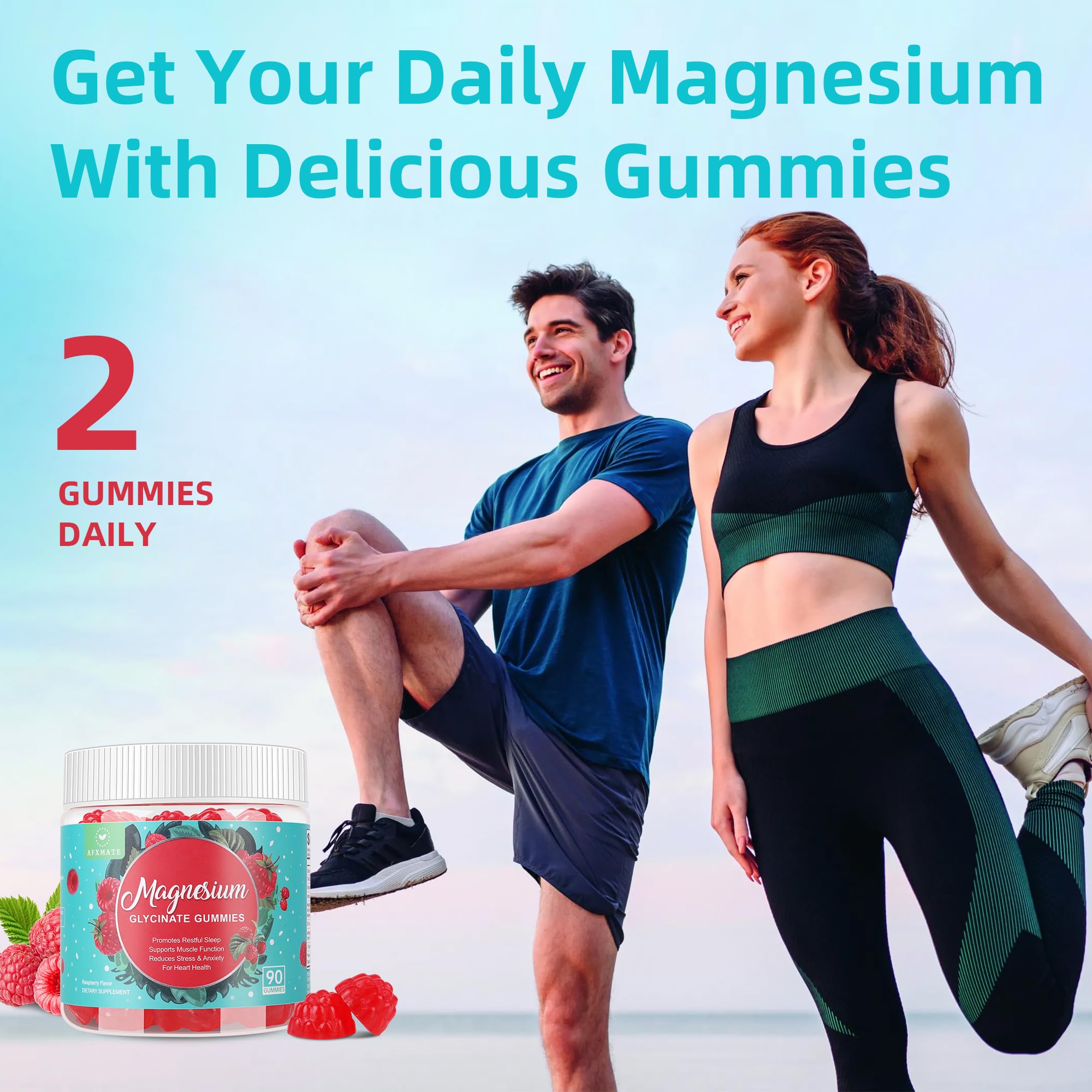 90 Count Magnesium Glycinate Gummies 400 mg - Sugar Free Magnesium Supplement for Adults with Glycinate & Malate, L-Theanine, Ashwagandha, Zinc, Vitamin B6 & D3, Supports Relaxation & Sleep AFXMATE Au supplements