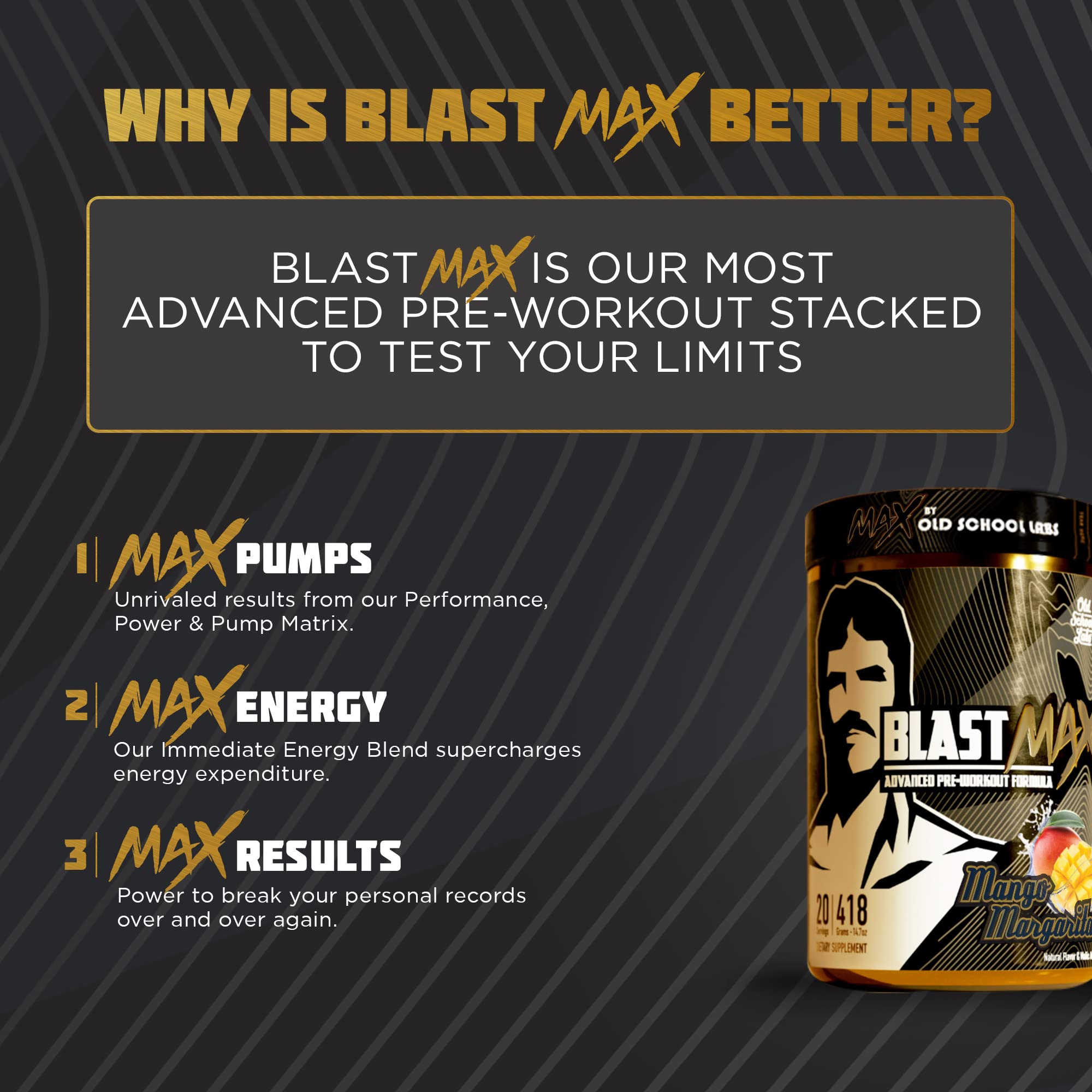 BLAST MAX – High-Stim Pre-Workout Powder – Highly Acclaimed Fully Stacked Pre Workout Old School Labs Au supplements