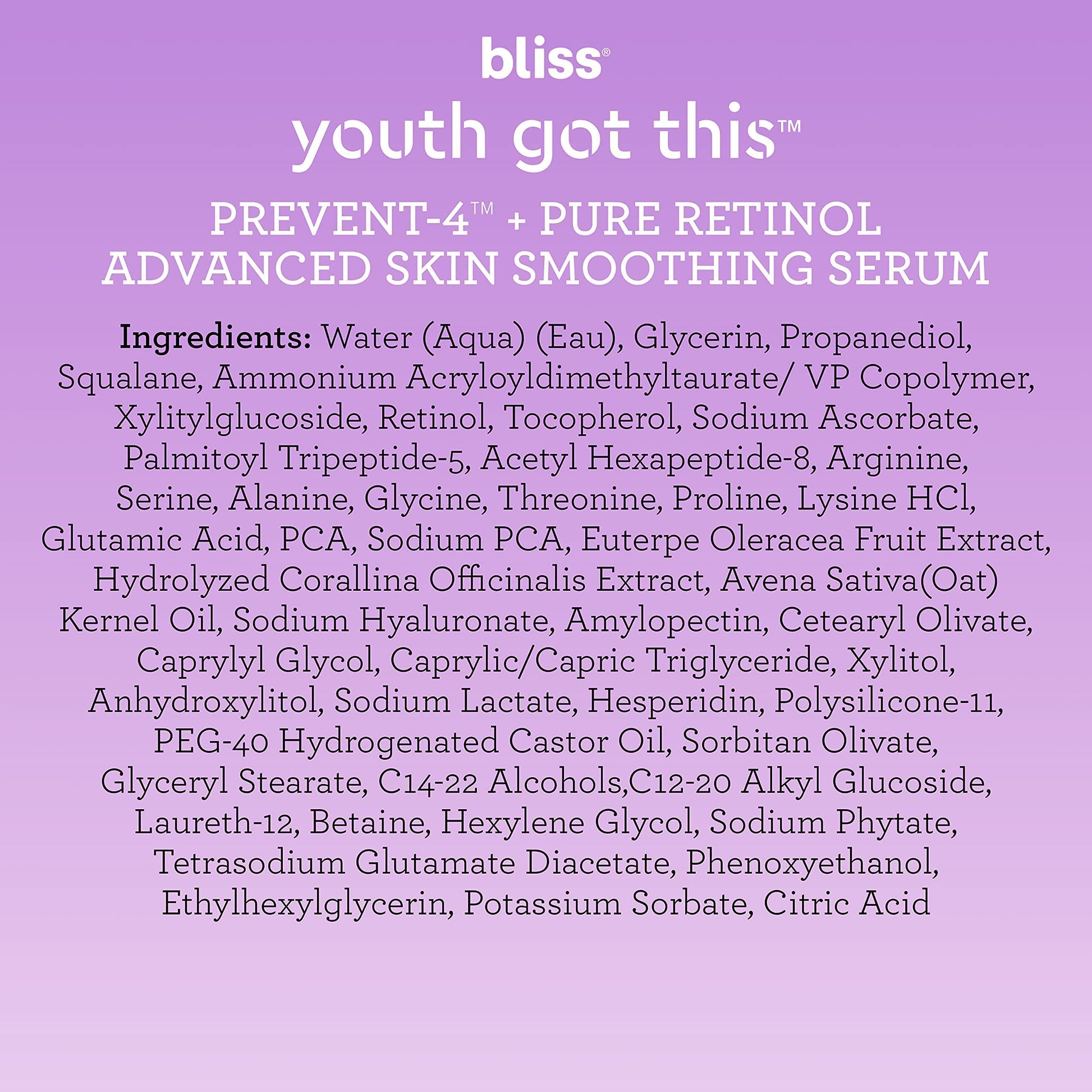 Bliss Youth Got This™ Prevent-4™ + Pure Retinol - 0.67 Fl Oz - Advanced Skin Bliss Au supplements