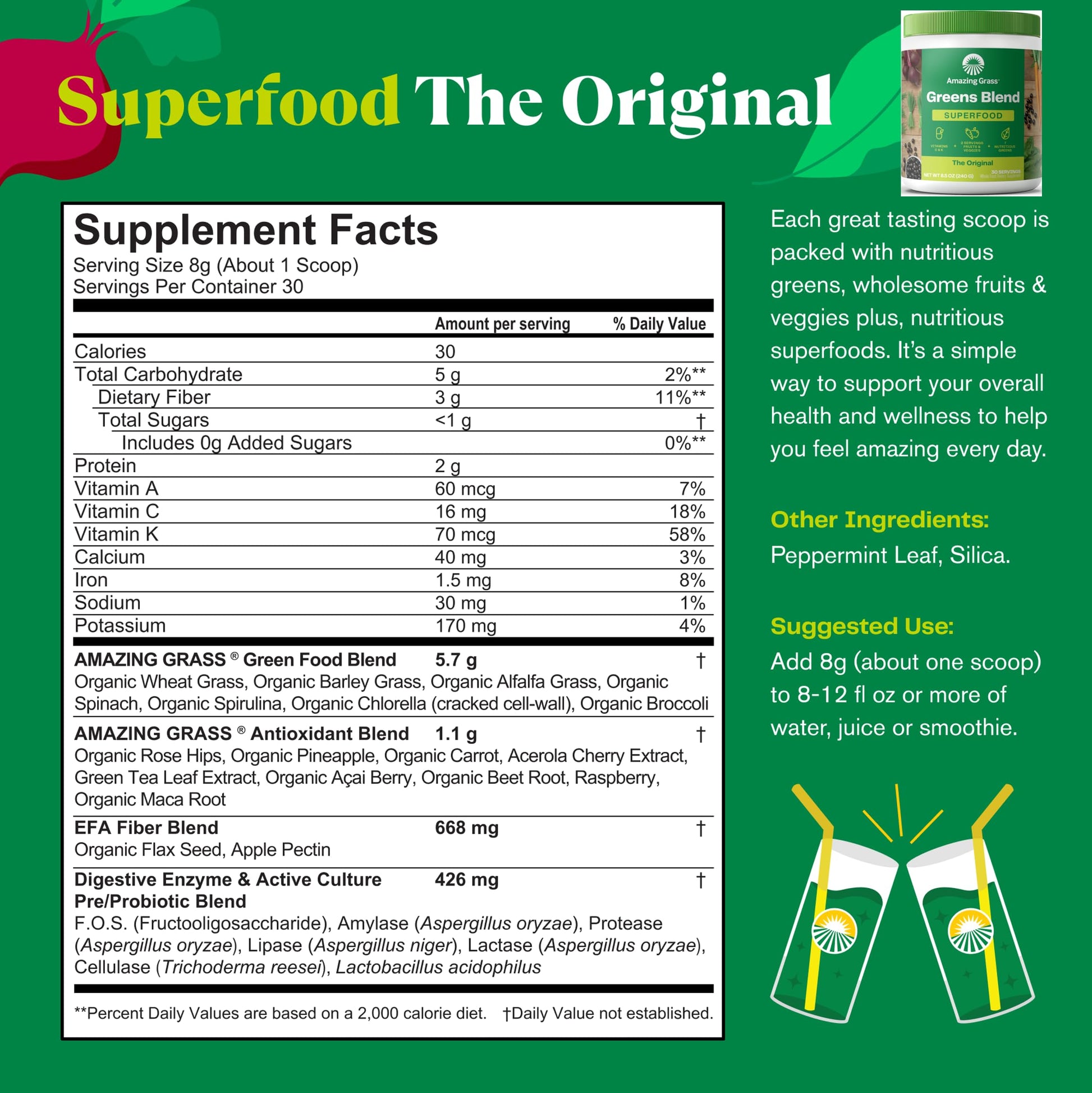 Amazing Grass Greens Blend Superfood: Super Greens Powder Smoothie Mix for Boost Energy, 30 Servings & Nature Fuel Power Beets Powder, Beet Root Powder, Support Natural Energy, 30 Servings Amazing Grass Au supplements