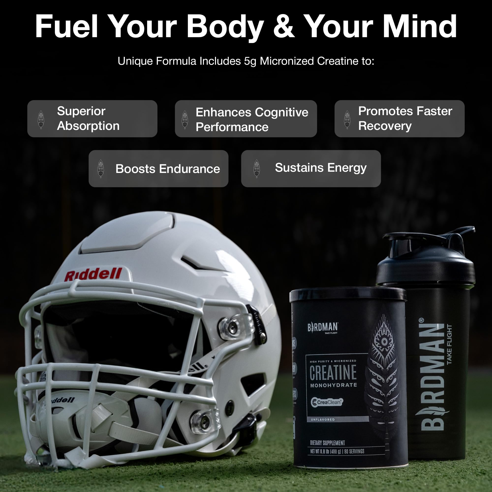 BIRDMAN Micronized Creatine Monohydrate Powder, Muscle Recovery, Caffeine Free, Creatine Pre Workout, Vegan, Post Workout, Gluten Free, Sugar Free | 80 Servings (5 Grams Each) | 0.8lb BIRDMAN Au supplements