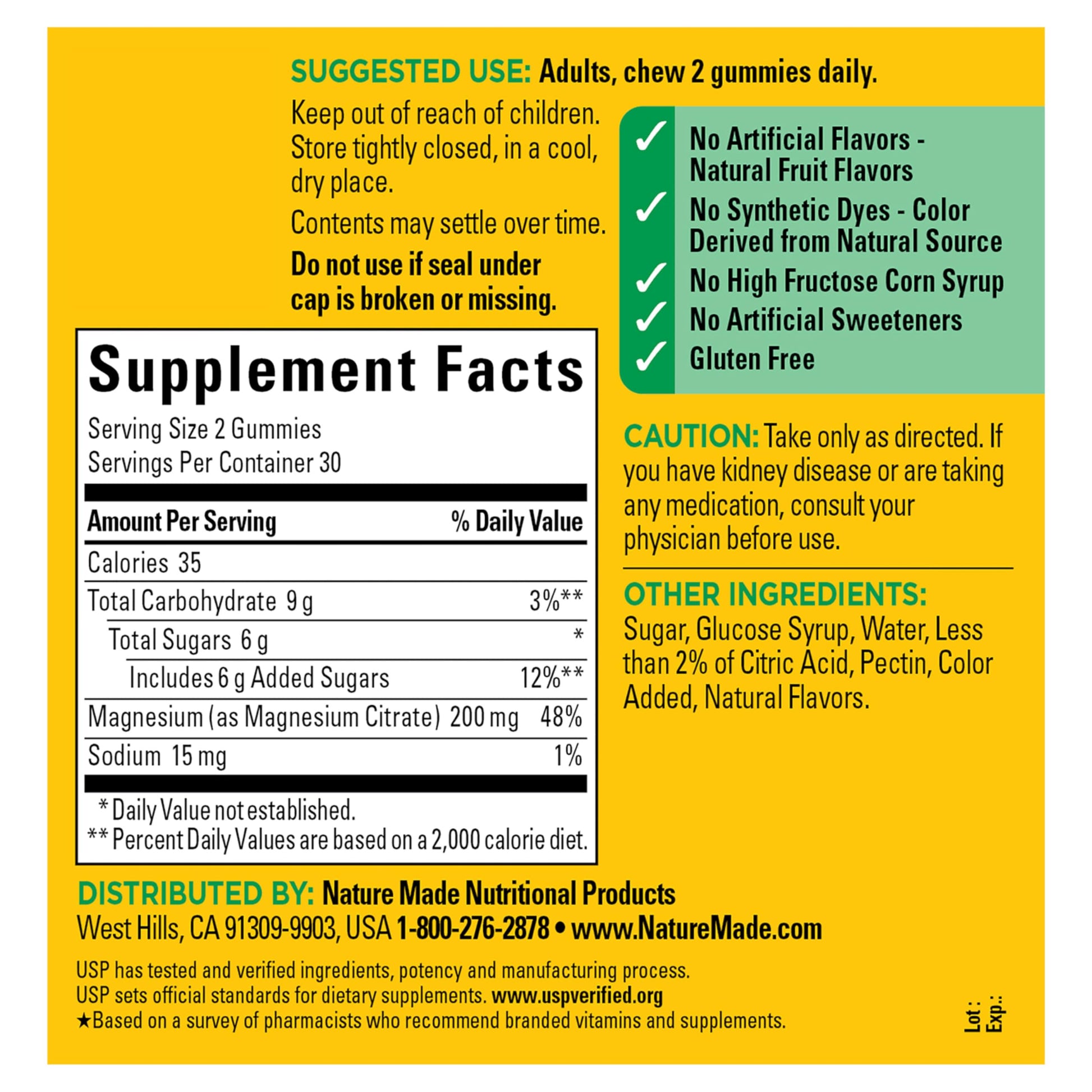 Nature Made High Absorption Magnesium Citrate 200 mg per serving, Magnesium Supplement for Muscle, Nerve, Bone and Heart Support, 60 Magnesium Gummies, 30 Day Supply Nature Made Au supplements