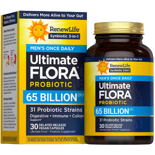 Renew Life Ultimate Flora Probiotics for Men 65 Billion CFU Delayed Release Vegan Capsules | Digestive Health | Immune Health | Dairy Free | 30 Count Renew LifeUS supplements
