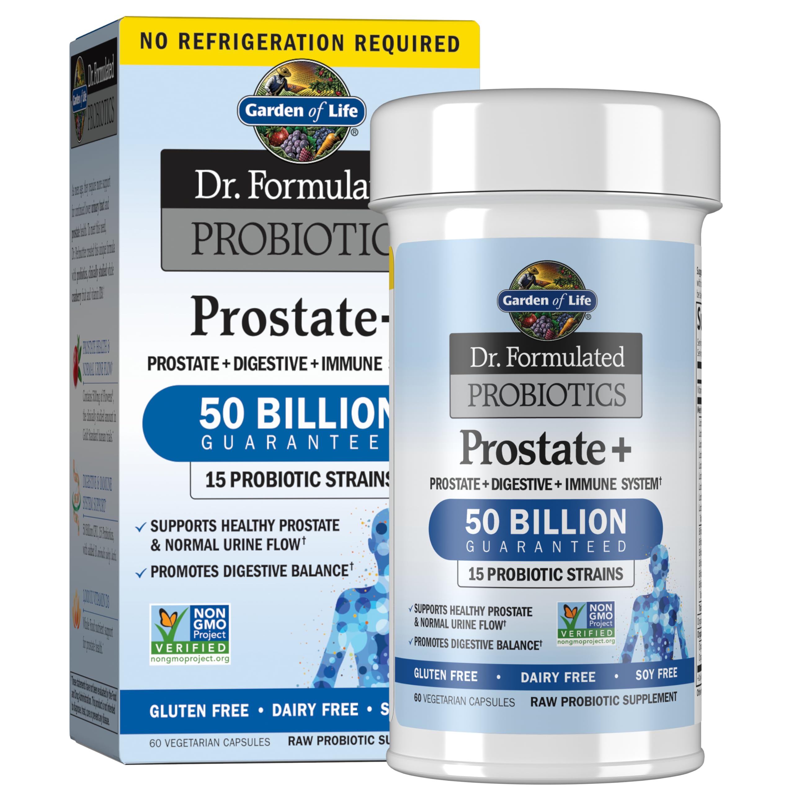 Garden of Life Dr. Formulated Probiotics Prostate+ - Acidophilus and Probiotic Supports Healthy Prostate and Digestive Balance - Shelf Stable - Gluten, Dairy, and Soy-Free - 60 Vegetarian Capsules Garden of Life Au supplements