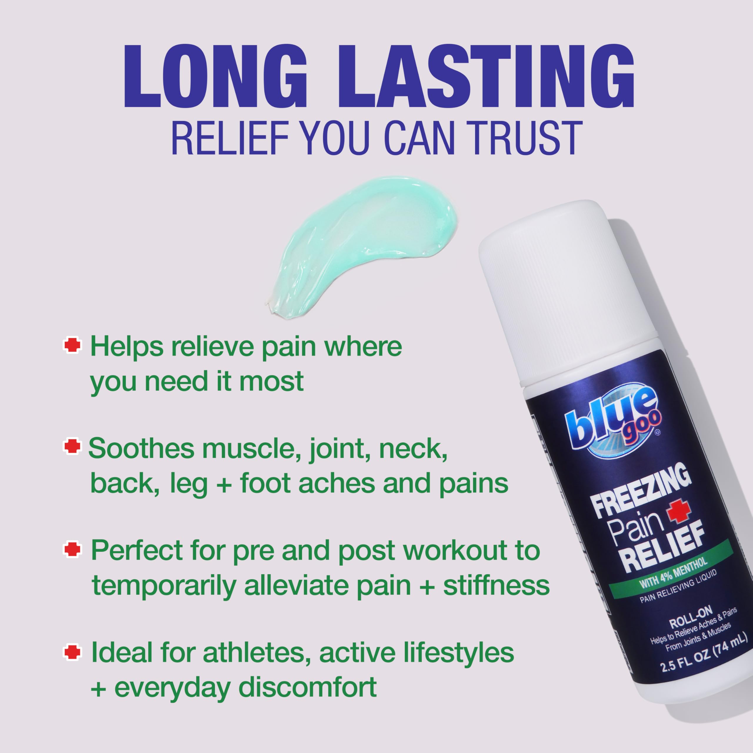 Blue Goo Pain Relieving Menthol Roll On - Fast-Acting Muscle & Joint Pain Relief - 2 x 2.5 oz Blue Goo Au supplements