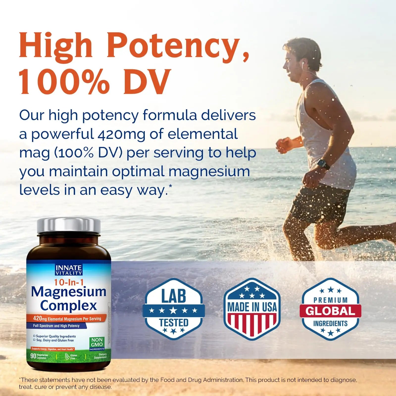 Innate Vitality 10-in-1 Magnesium Complex 960mg, 420mg Elemental Mag per Serving, with Magnesium Glycinate, Citrate, Malate, and More, Sleep, Digestion, Energy Support, 90 Vegan Caps Innate Vitality Au supplements