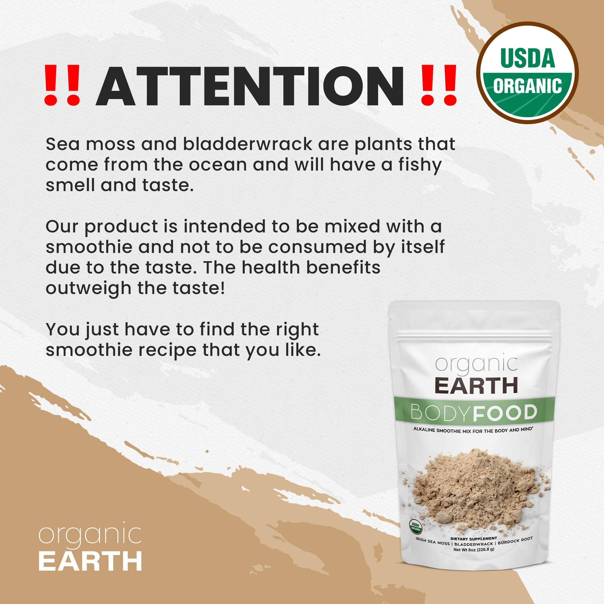 Organic Earth Irish Sea Moss Powder 8oz - Wildcrafted Sea Moss Organic with Bladderwrac Organic Earth Au supplements