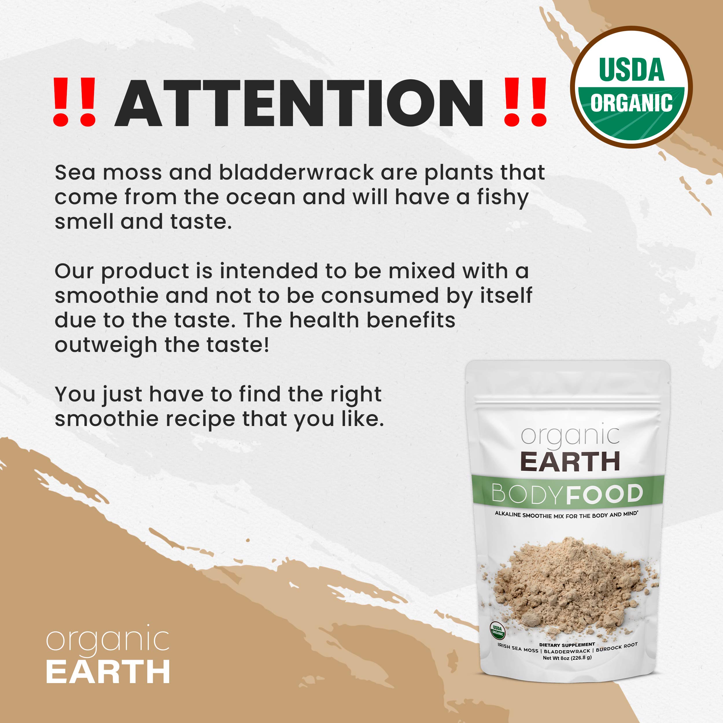 Organic Earth Irish Sea Moss Powder 8oz - Wildcrafted Sea Moss Organic with Bladderwrac Organic Earth Au supplements