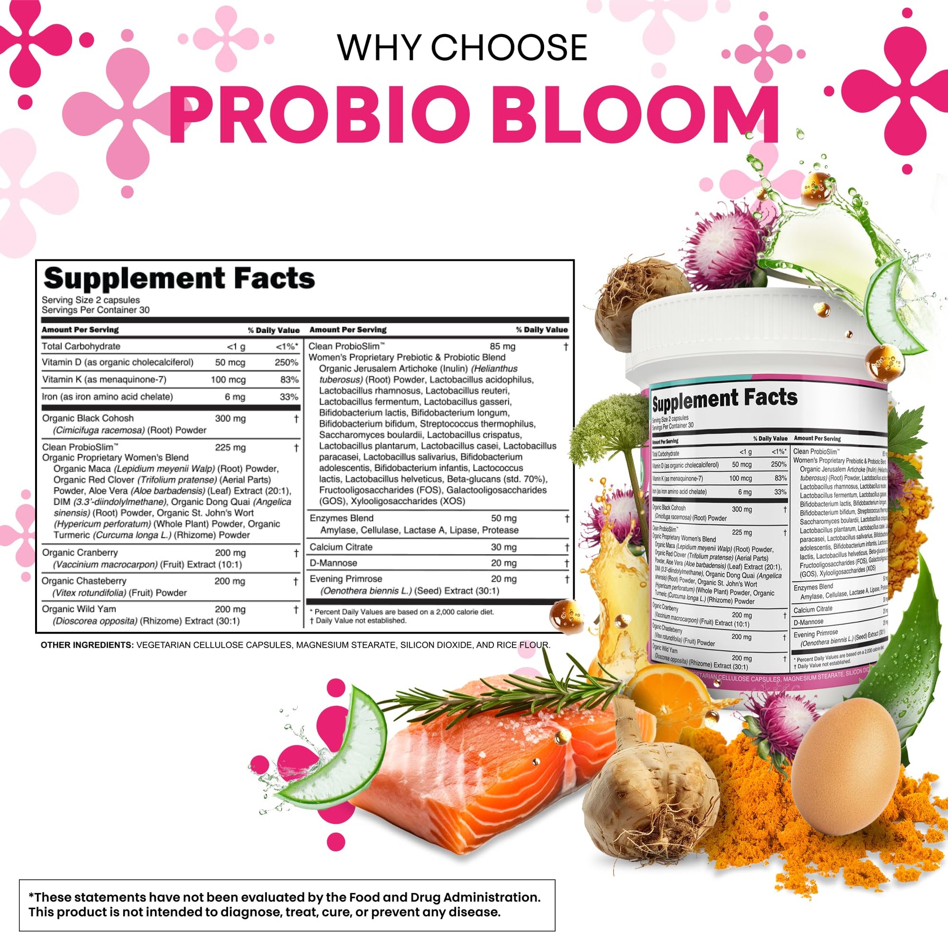Clean Nutraceuticals Probiotics for Women with D Mannose, Cranberry Extract, Wild Yam, Chasteberry - 20 Probiotic and Prebiotic Strains - PH Balance, Womens Probiotic for Digestive Health - 60 Count Clean Nutraceuticals Au supplements