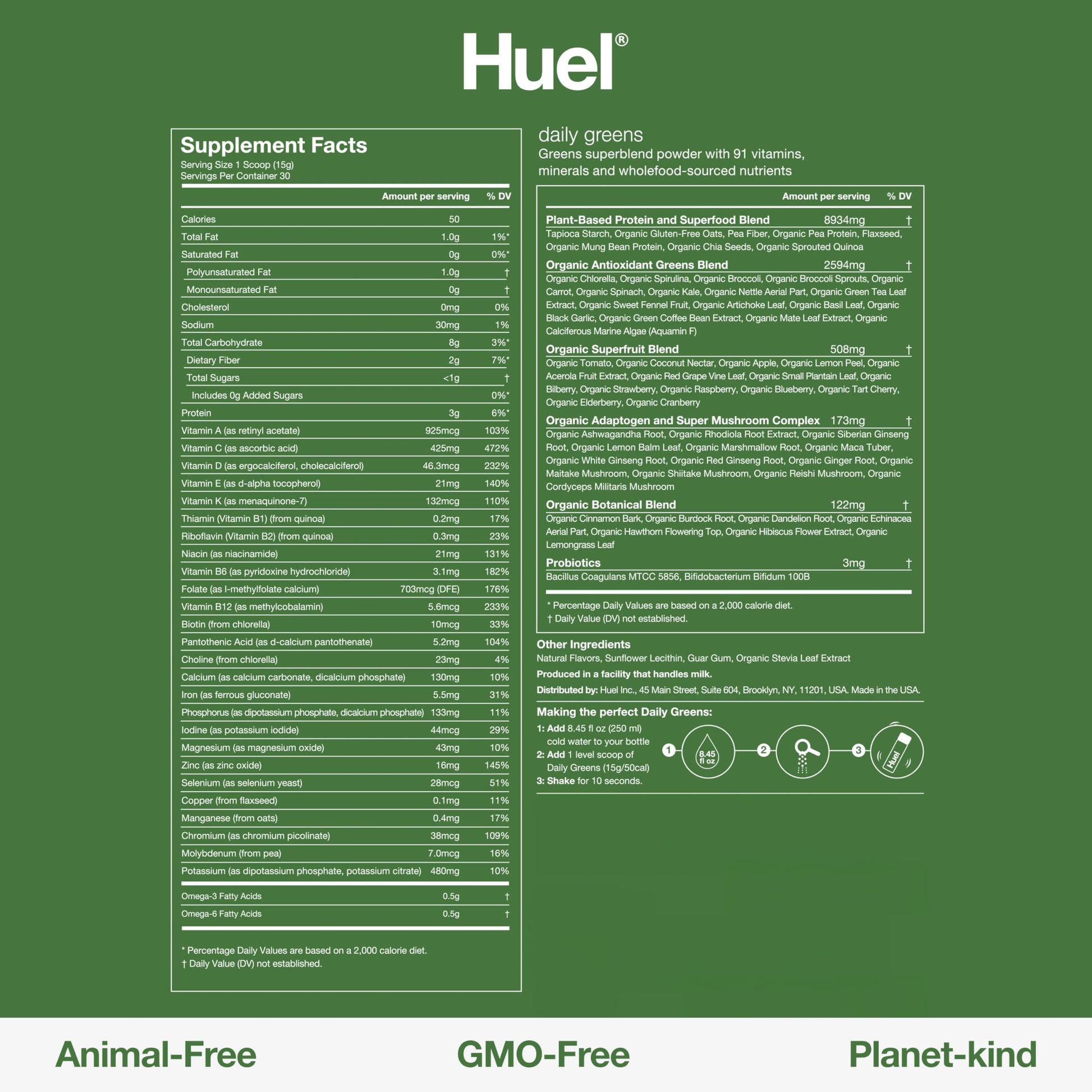 Huel Daily Greens | Superfood Greens Powder | 91 Vitamins, Minerals, and Wholefood Huel Au supplements
