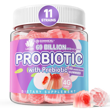 Probiotic Gummies 60 Billion CFU for Women Men & Kids, 11 Strains Probiotics + Organic Prebiotics Fiber for Immune, Digestive Health, Supports Constipation, Diarrhea, Gas & Bloating - Sugar Free, 60ct EnvyDeal Au supplements