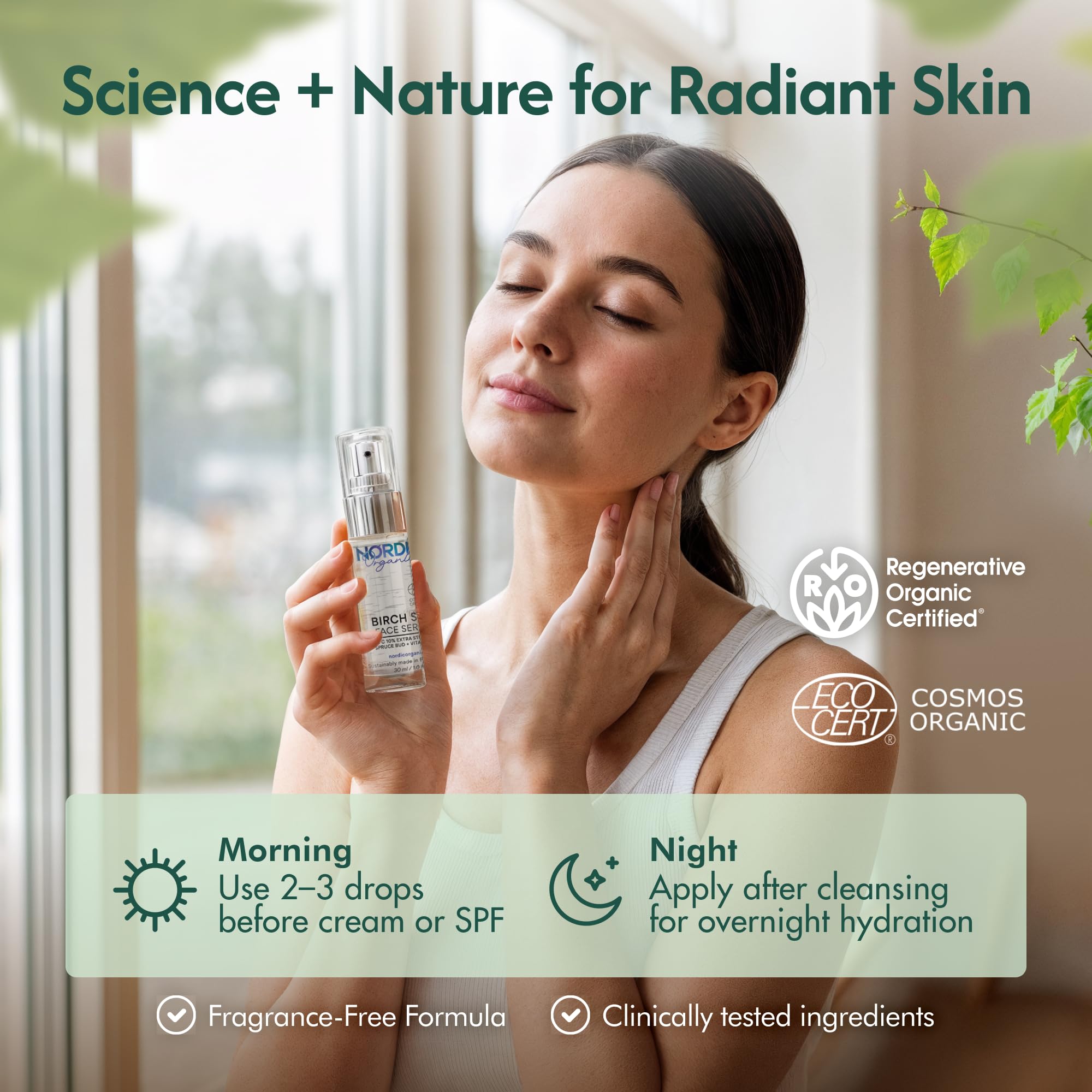 Nordic Organic Birch Sap Face Mist – COSMOS Certified Organic Formula with Hyaluronic Acid & Chaga Mushroom, Fragrance Free, Made in Finland 3.38 oz (100 ml), 1 Bottle Nordic Organic Au supplements
