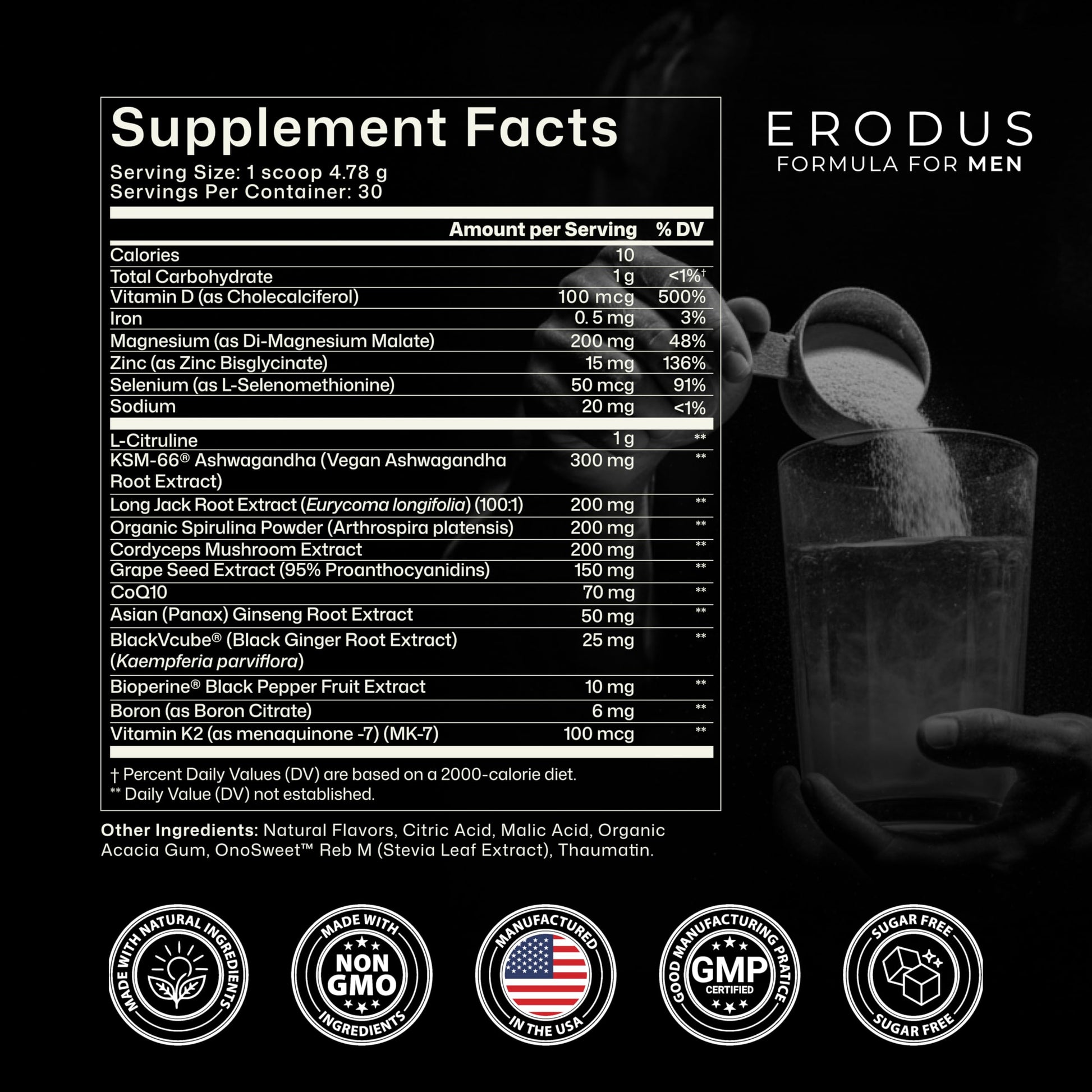 ERODUS Formula for Men - Advanced Testosterone Support Powder - Energy & Gym Supplement for Men - Supports Healthy Testosterone Levels & Physical Performance - with Ashwagandha (30 Day Supply) ERODUS Au supplements