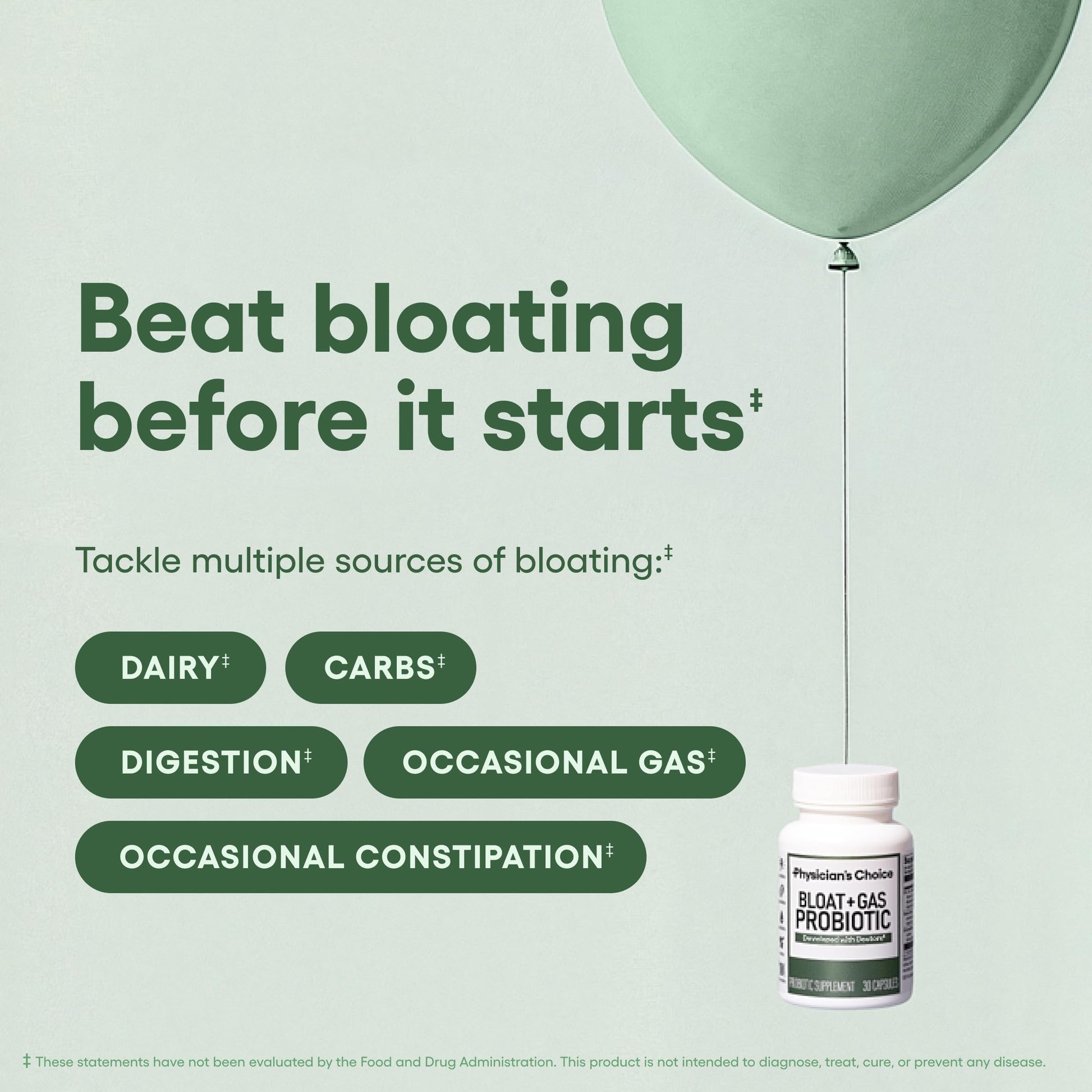 Physician's CHOICE Bloat & Gas Probiotic 5-in-1 Proactive Support + Daily Relief - Digestion & Gut Health- Herbals, Digestive Enzymes, Post & Prebiotics - Gas Relief for Adults - Women & Men - 30ct Physician's CHOICE Au supplements