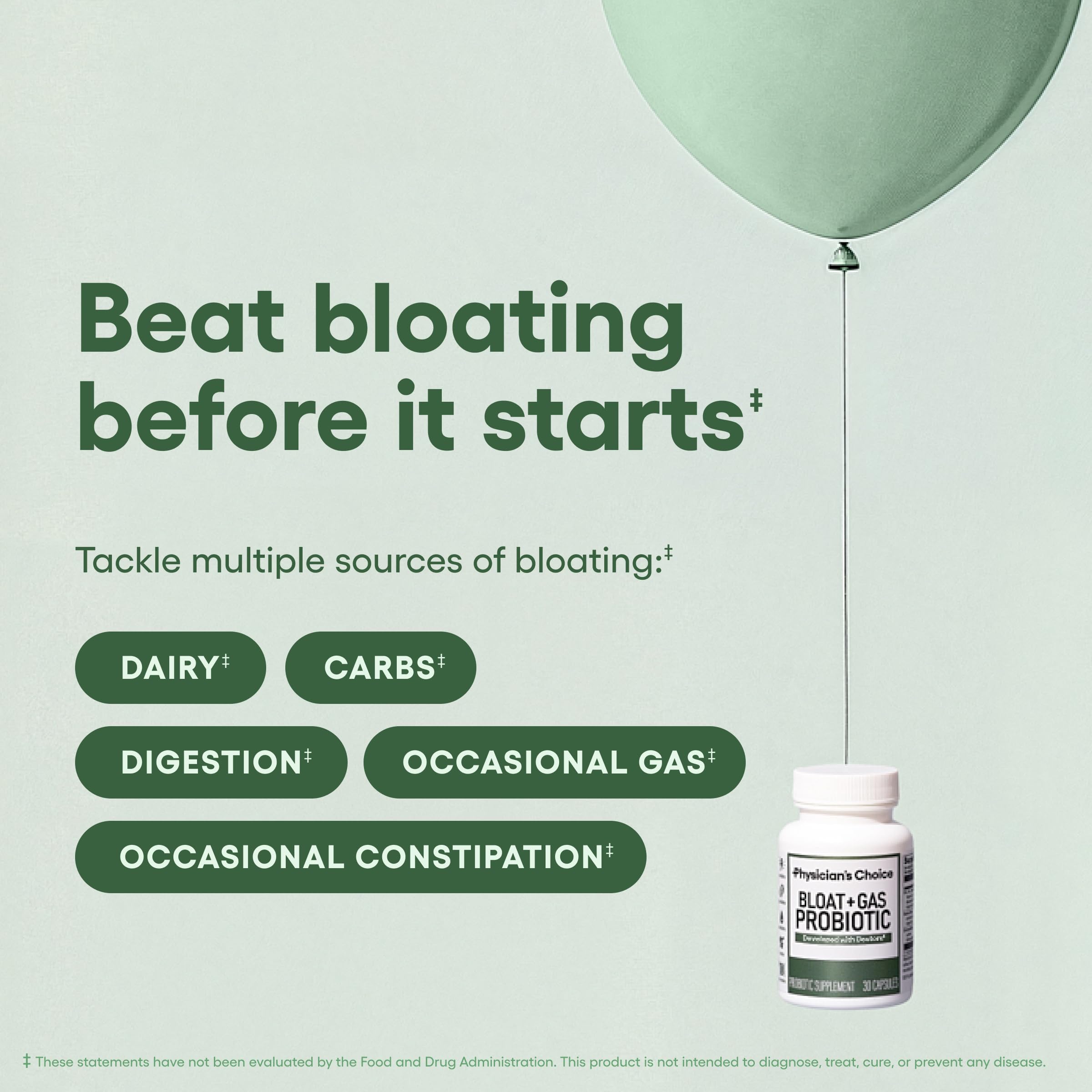 Physician's CHOICE Bloat & Gas Probiotic 5-in-1 Proactive Support + Daily Relief - Digestion & Gut Health- Herbals, Digestive Enzymes, Post & Prebiotics - Gas Relief for Adults - Women & Men - 30ct Physician's CHOICE Au supplements