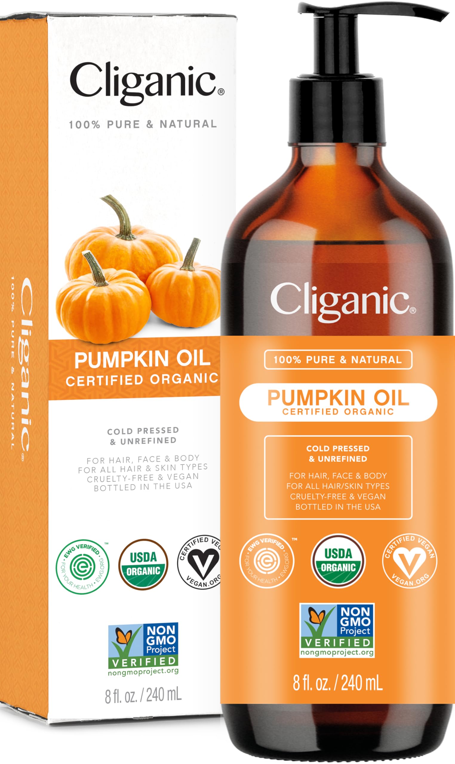 Cliganic Organic Pumpkin Seed Oil, 100% Pure - For Face & Hair | Natural Cold Pressed Unrefined Cliganic Au supplements
