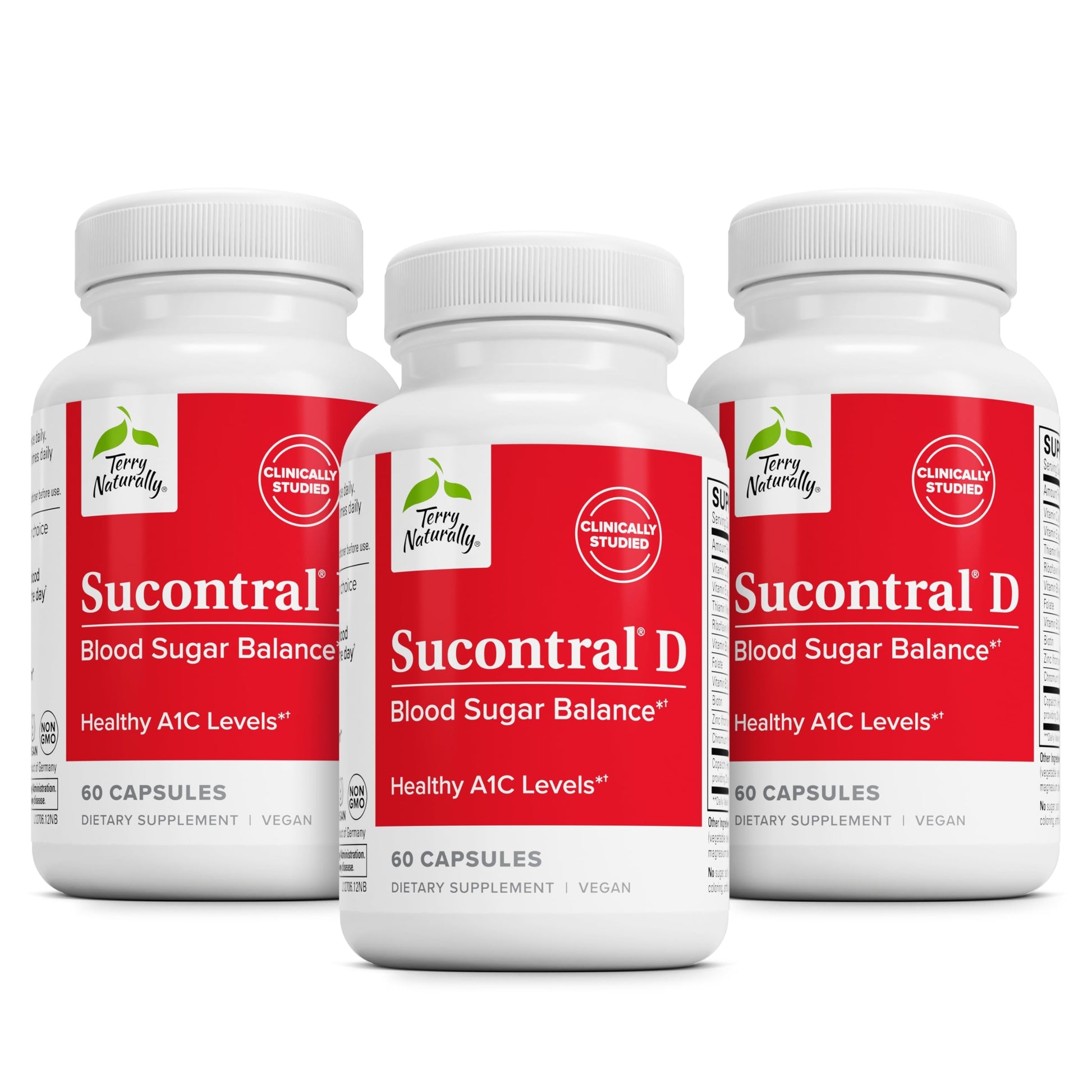 Terry Naturally Sucontral D - B-Complex & Folate Supplement - Carbohydrate Metabolism Support - Vitamin & Mineral Supplement with Zinc & Chromium - 60 Capsules (Pack of 3) Terry Naturally Au supplements