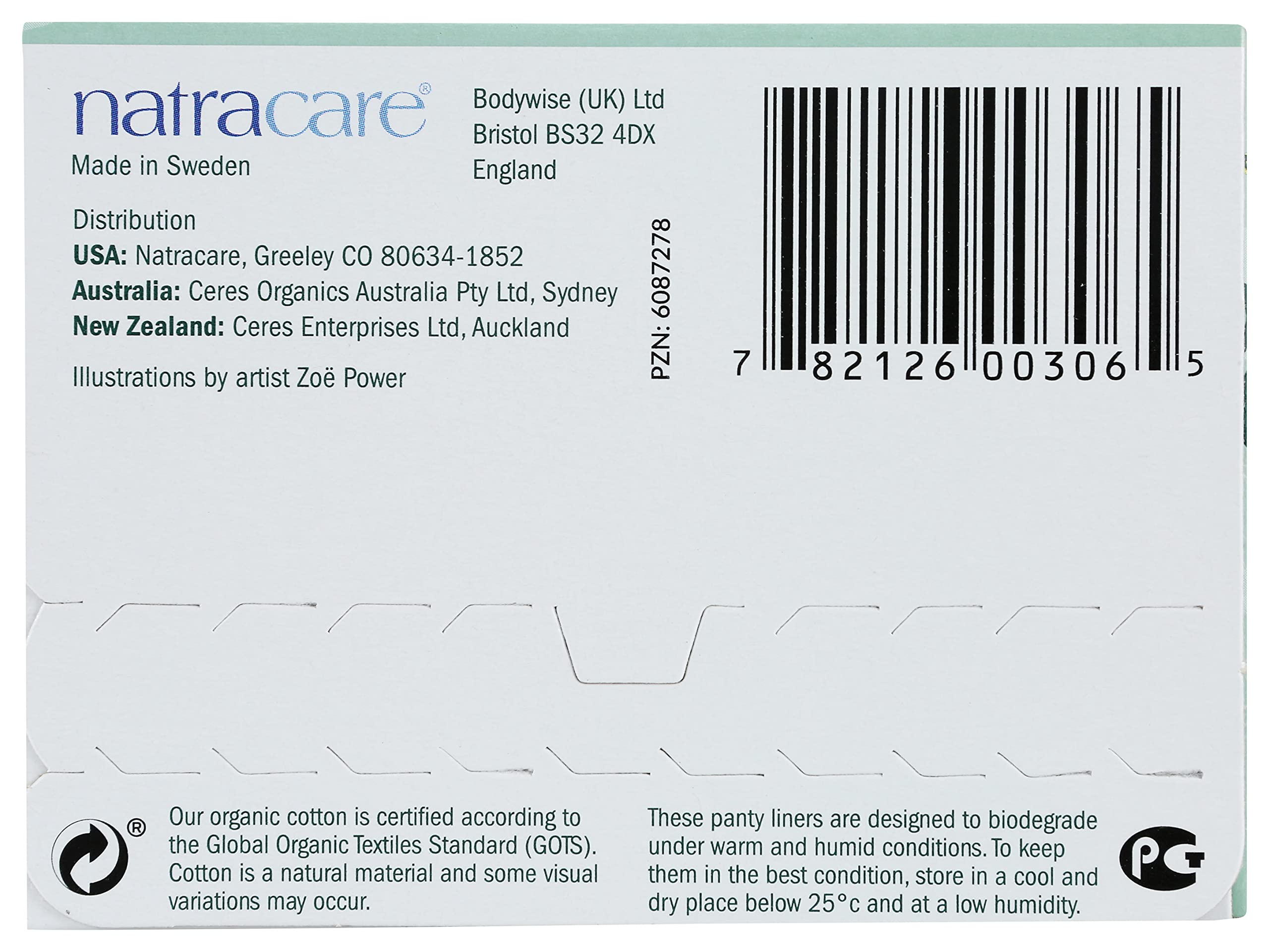 Natracare Natural Organic Curved Panty Liners, with Certified Organic Cotton, Ecologically Certified NATRACARE Au supplements