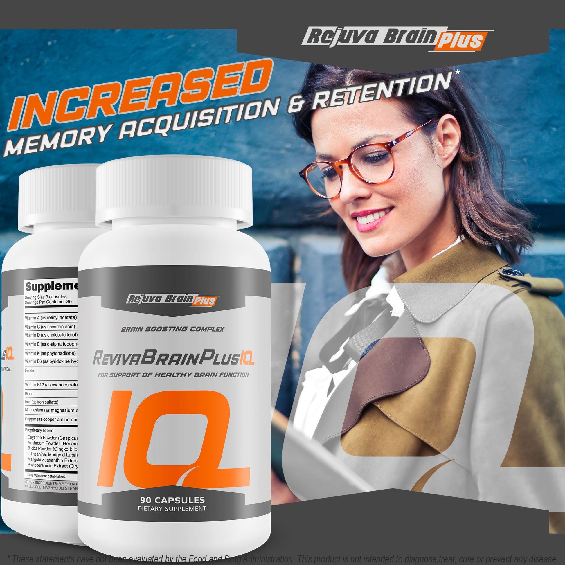 Rejuva Brain Plus Reviva Brain Plus IQ - Support Healthy Brain Function - Brain Boosting Complex Ultra Blend Formulated with Memory Support Nootropic Ingredients - Clarity - Focus - Performance Rejuva Brain Plus Au supplements