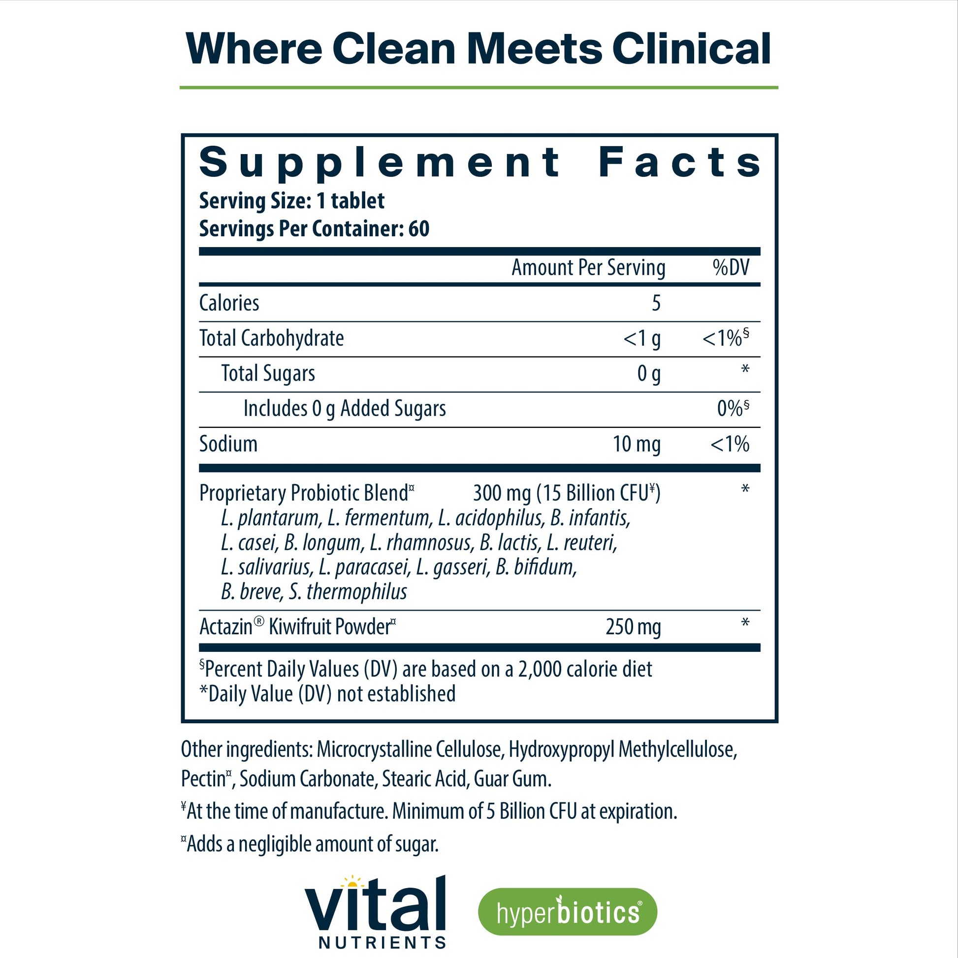 Hyperbiotics Vital Nutrients Pro-15 Advanced Probiotics for Women and Men | 15 Strains + Kiwifruit | Clinically Studied Daily Probiotics for Digestive Health, Gas, & Bloating | 60 Vegan Tablets Hyperbiotics Au supplements