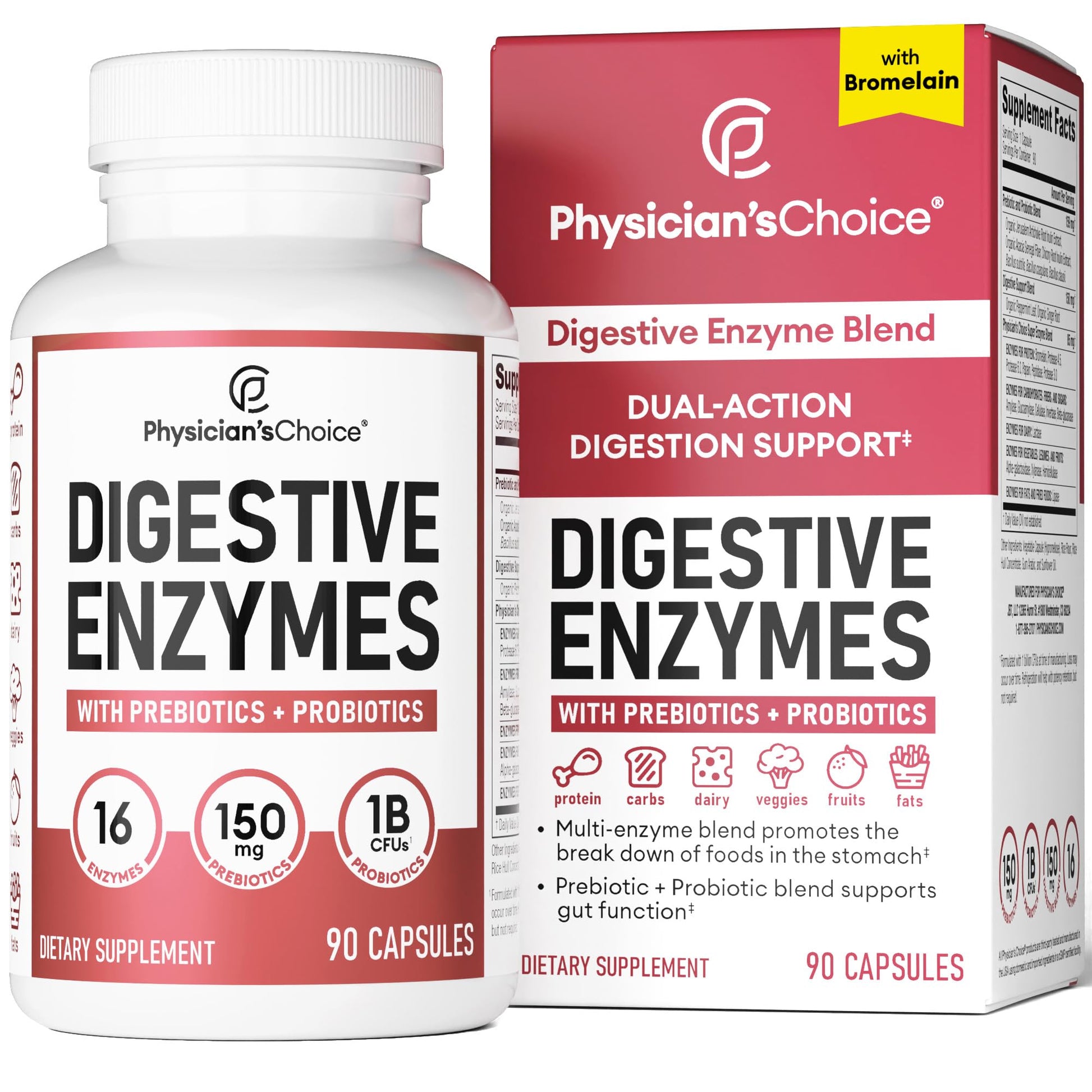 Physician's CHOICE Digestive Enzymes - Multi Enzymes, Bromelain, Organic Prebiotics Physician's CHOICE Au supplements
