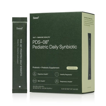 Seed PDS-08 Pediatric Daily Synbiotic - Fiber-Based Prebiotic & Probiotic for Kids - Digestive Health, Regularity, Constipation Relief - Ages 3-17 - Vegan and Shelf-Stable - 30 Sachets (30-Day Supply) Visit the Seed Store Au supplements