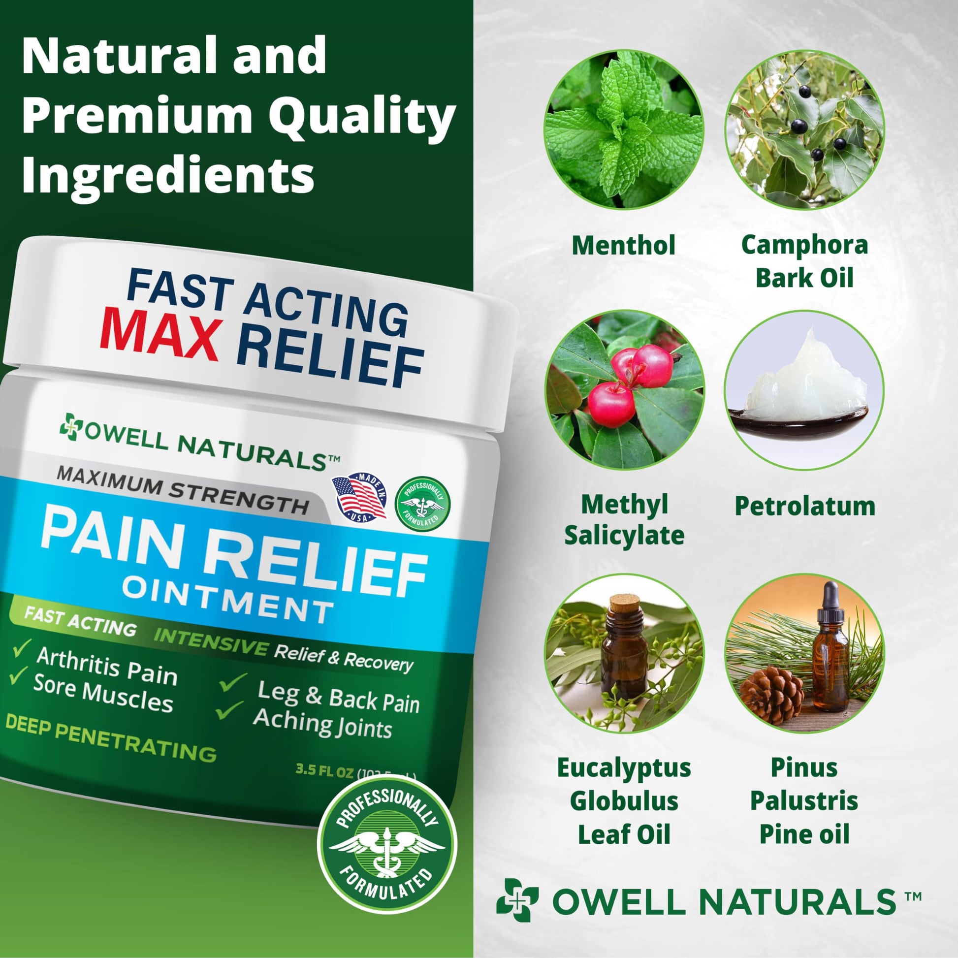 OWELL NATURALS Arthritis Pain Relief Ointment with Arnica & MSM – Deep Penetrating Joint & Muscle Therapy for Knee, Back, Sore Muscles, Legs, 3.5 oz (2 Pack) Owell Naturals Au supplements