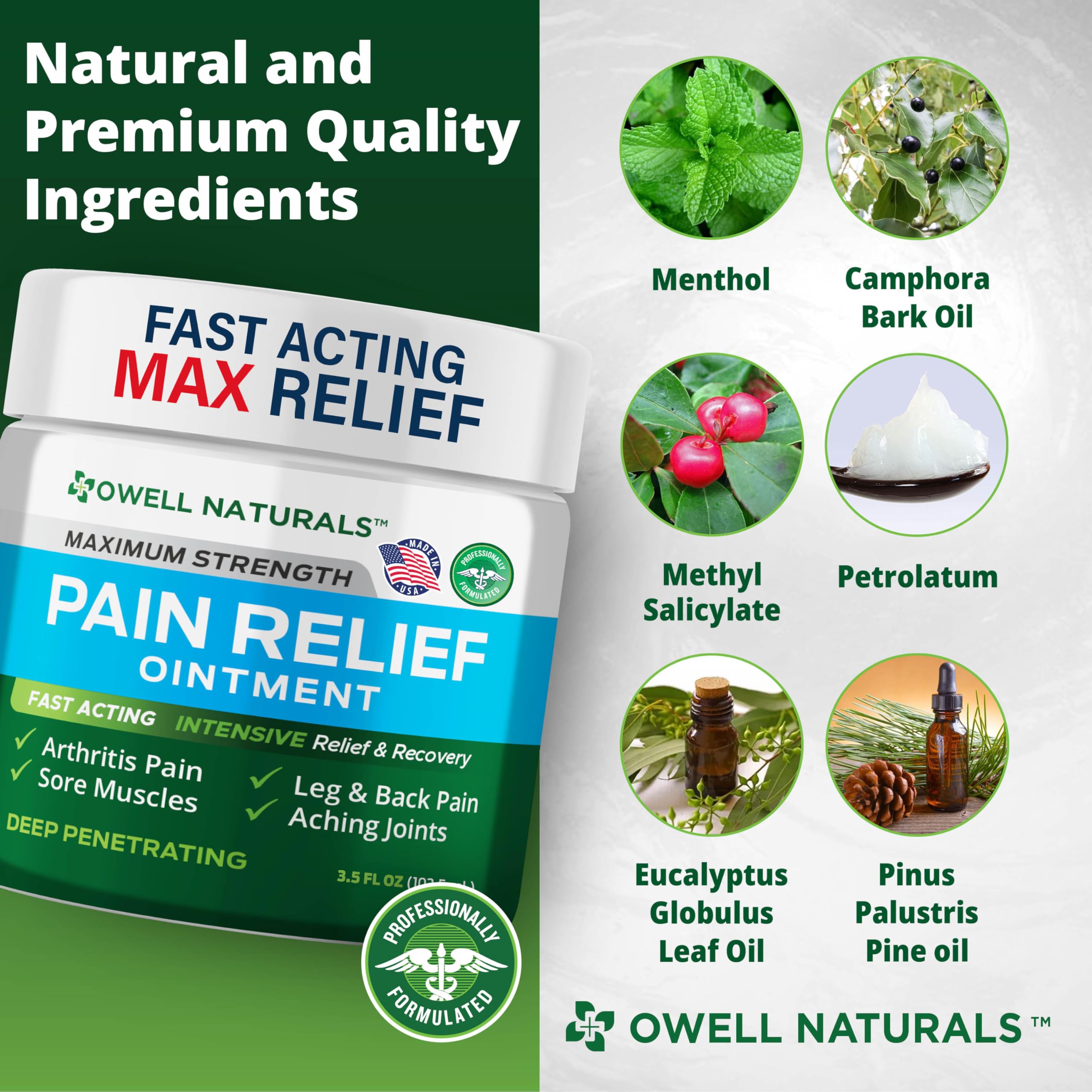 OWELL NATURALS Arthritis Pain Relief Ointment with Arnica & MSM – Deep Penetrating Joint & Muscle Therapy for Knee, Back, Sore Muscles, Legs, 3.5 oz (2 Pack) Owell Naturals Au supplements