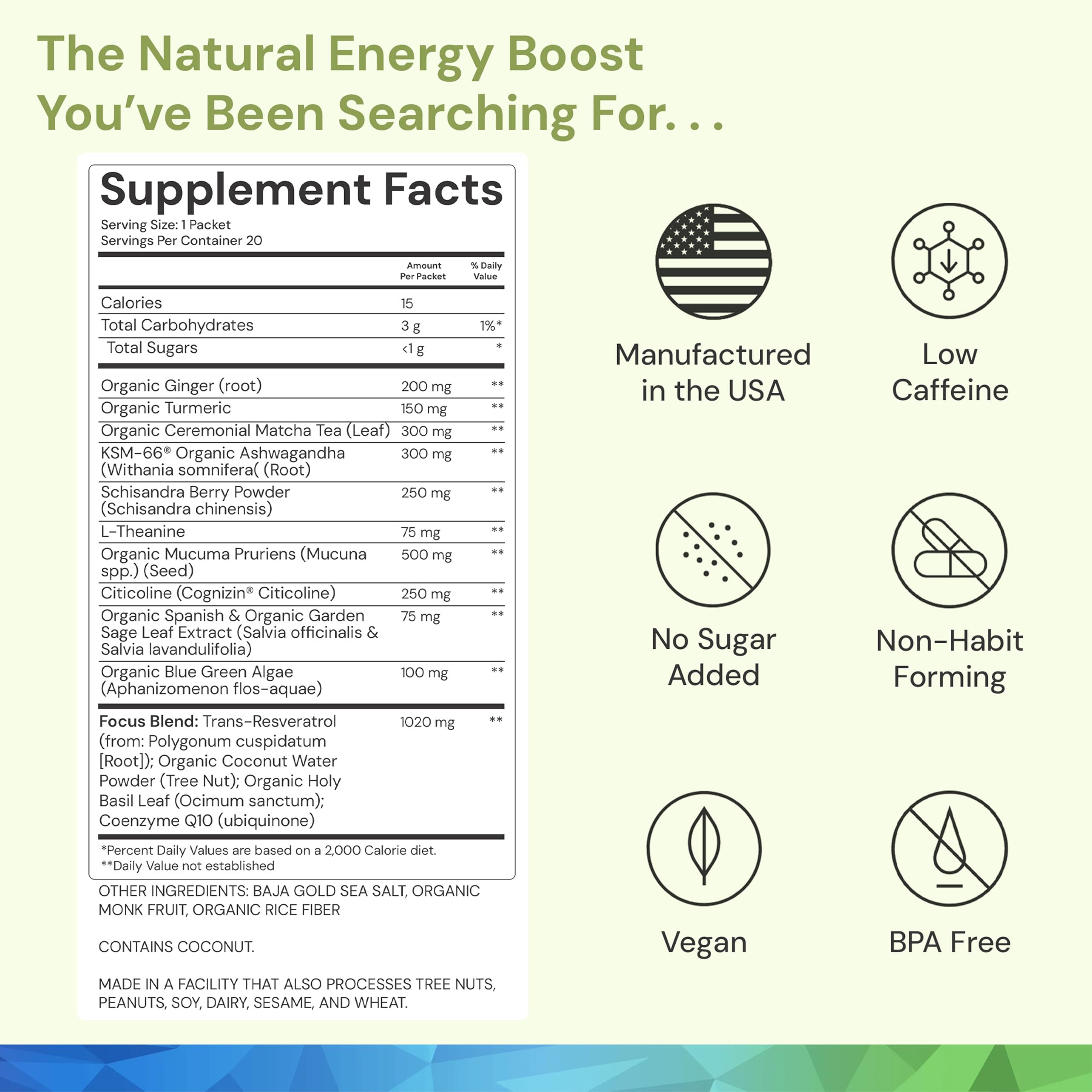 ION* Intelligence of Nature Focused Mind Nootropic Powder Drink Mix - Brain Boost Nootropic Drink with Matcha for Memory, Focus & Relaxation, Brain Supplement for Men & Women, Adults - 20 Packets ION* Intelligence of Nature Au supplements