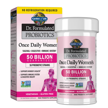 Garden of Life Once Daily Dr. Formulated Probiotics for Women 50 Billion CFU 16 Probiotic Strains with Organic Prebiotics for Digestive, Vaginal & Immune Health, Dairy Free, Shelf Stable 30 Capsules Garden of Life Au supplements