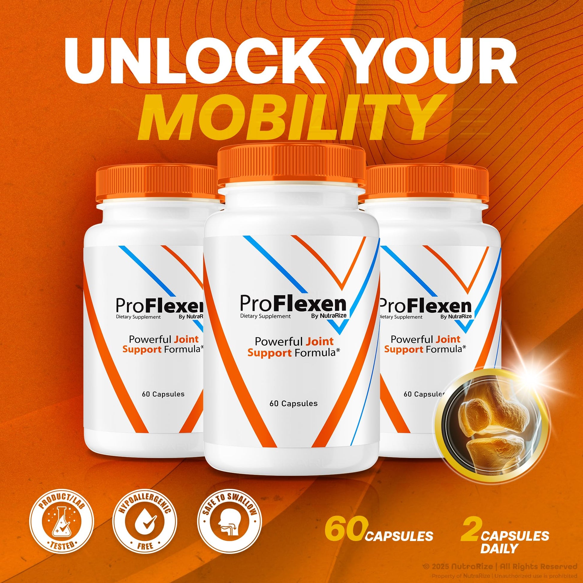 ProFlexen Capsules, ProFlexen Advanced Joint Support Formula, ProFlexen Collagen Support Pills, All Natural Supplement for Healthy and Flexible Joints, Official Pro Flexen Joint Reviews (60 Capsules) NutraRize Au supplements